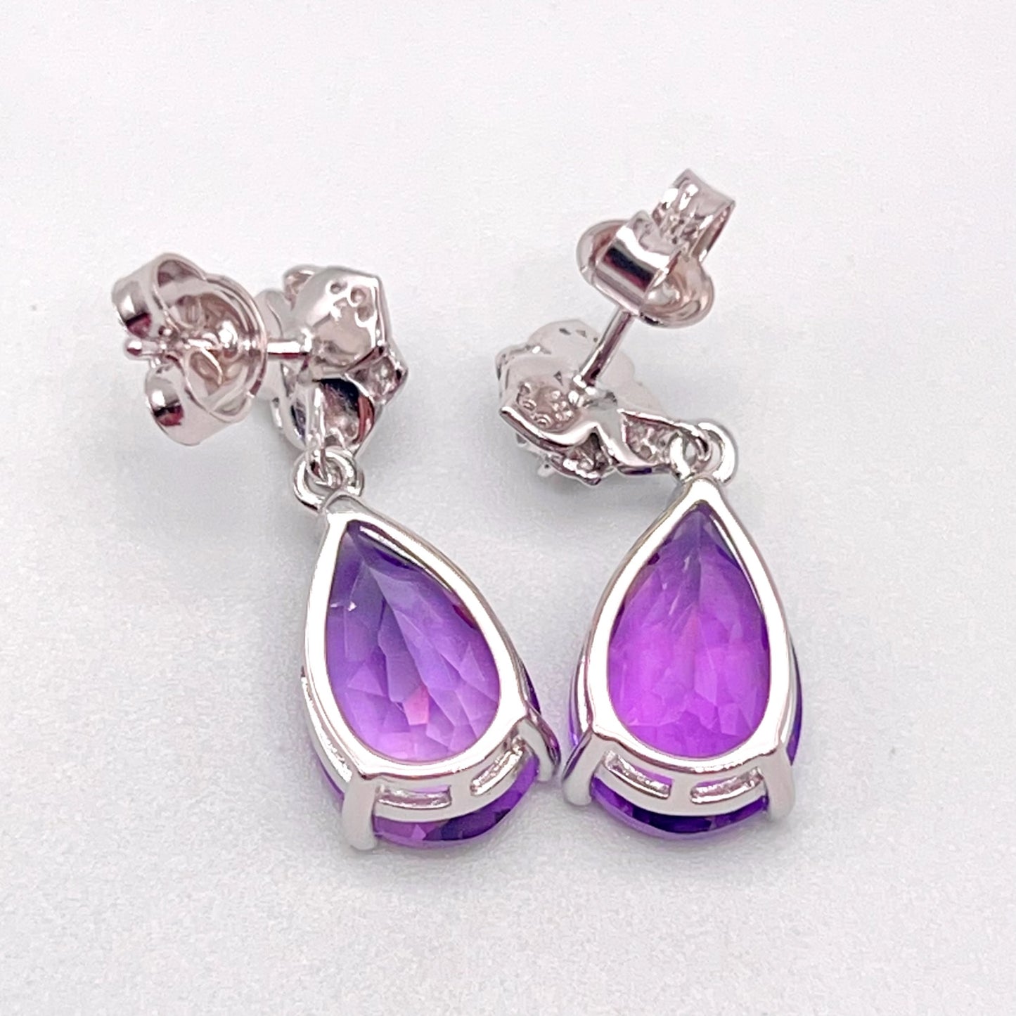 Contemporary Cocktail. Set of Amethyst in Silver 925. Camellia