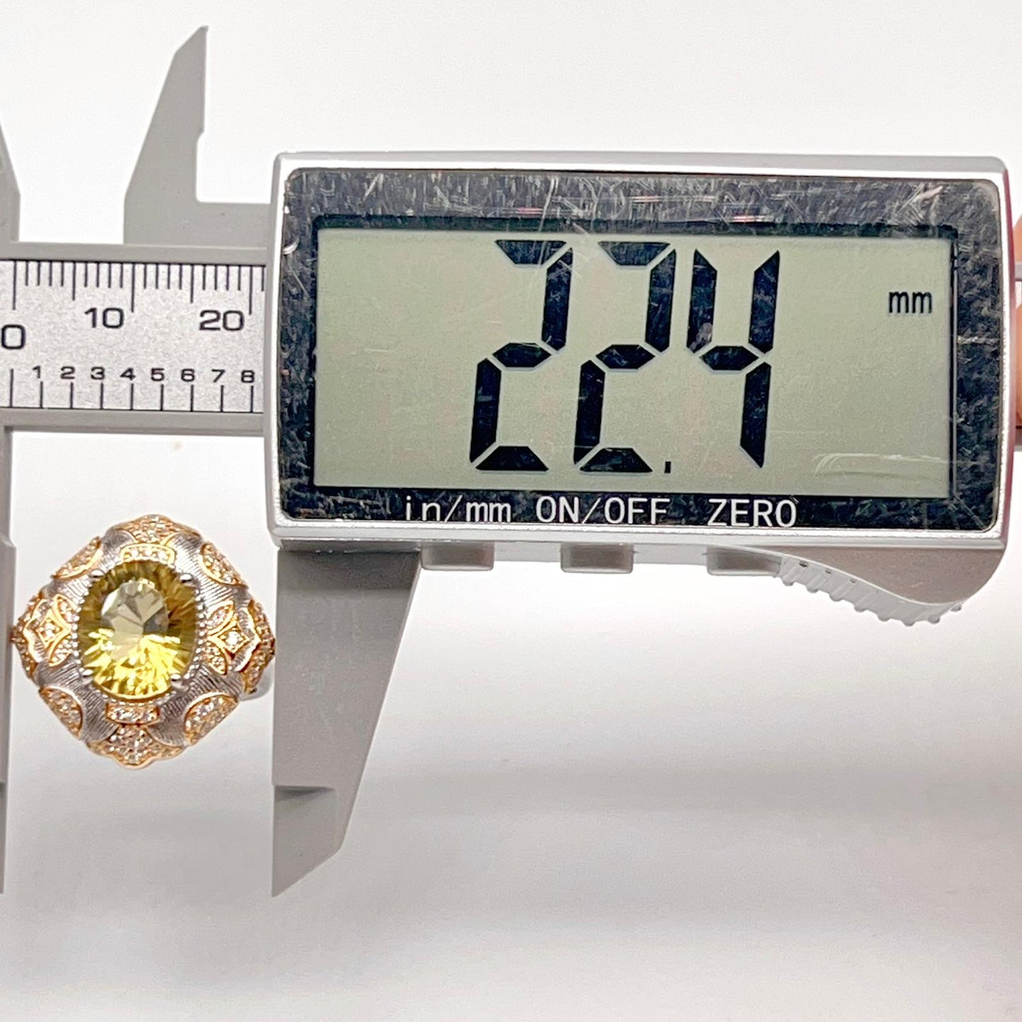 Citrine Flower Pave Cocktail Ring Silver 925