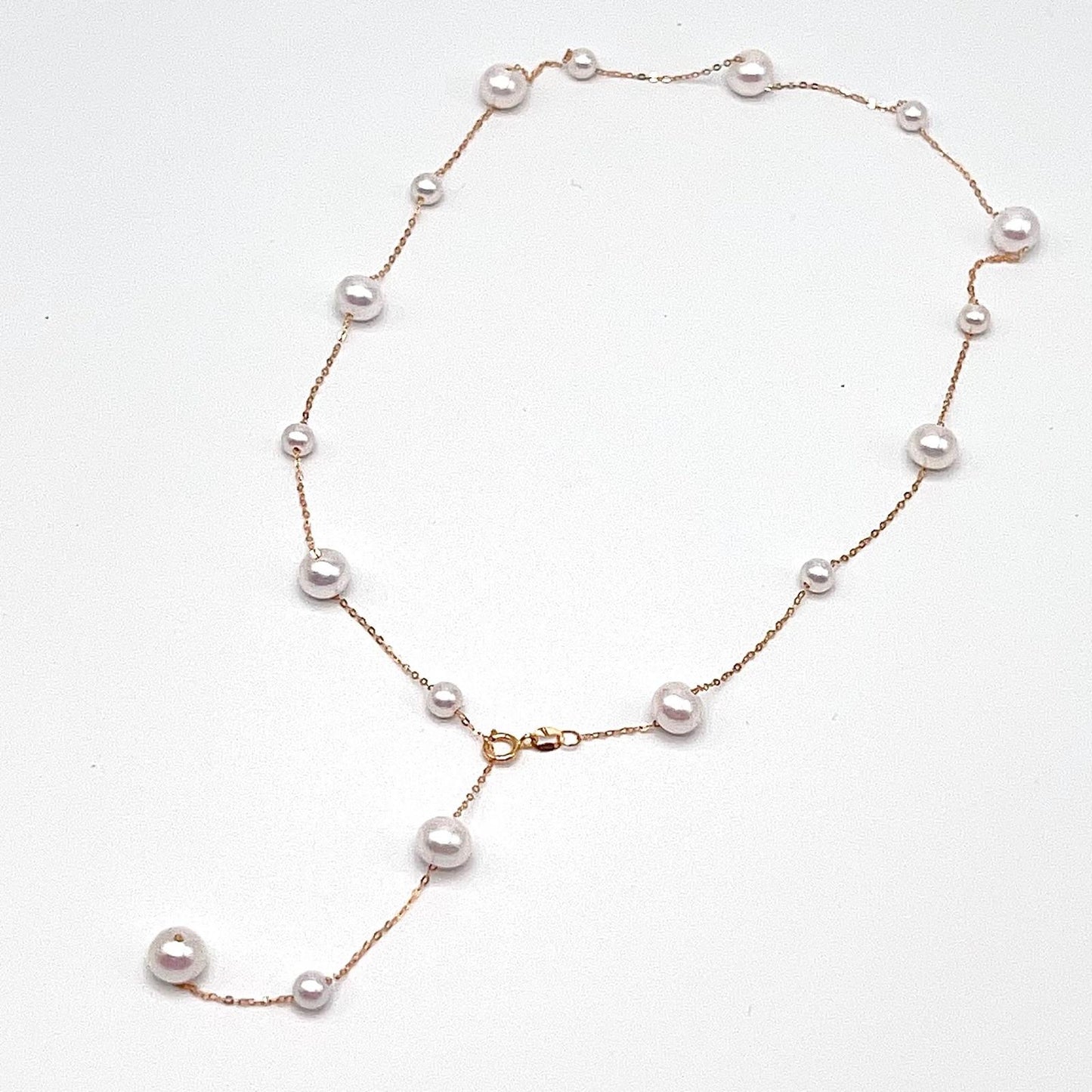 Starlight. 4-7mmWhite Pearl Necklace in 18K Gold