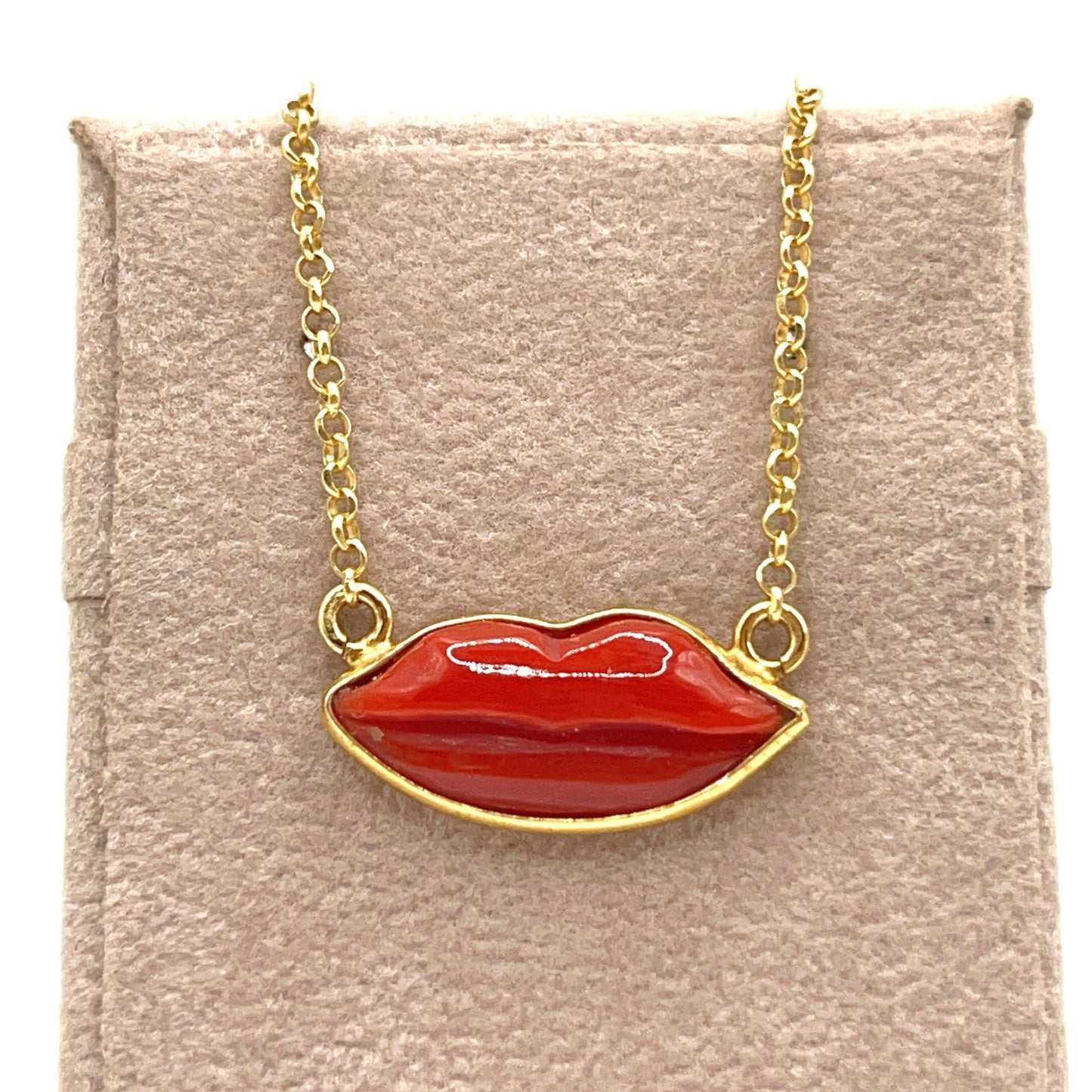 Italian Artisan Collection. Necklace of Coral Pendant in Silver 925 . Blow A Kiss