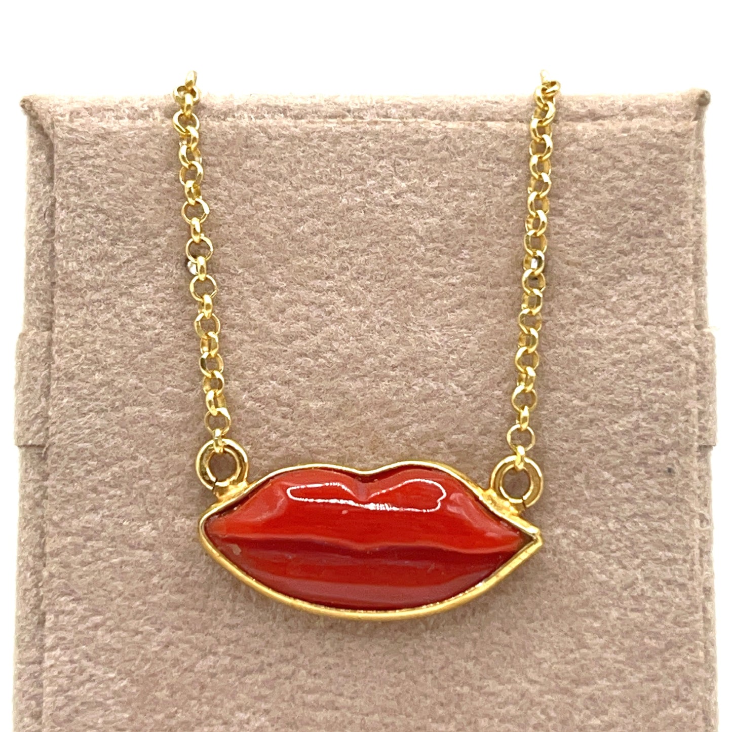Italian Artisan Collection. Necklace of Coral Pendant in Silver 925 . Blow A Kiss