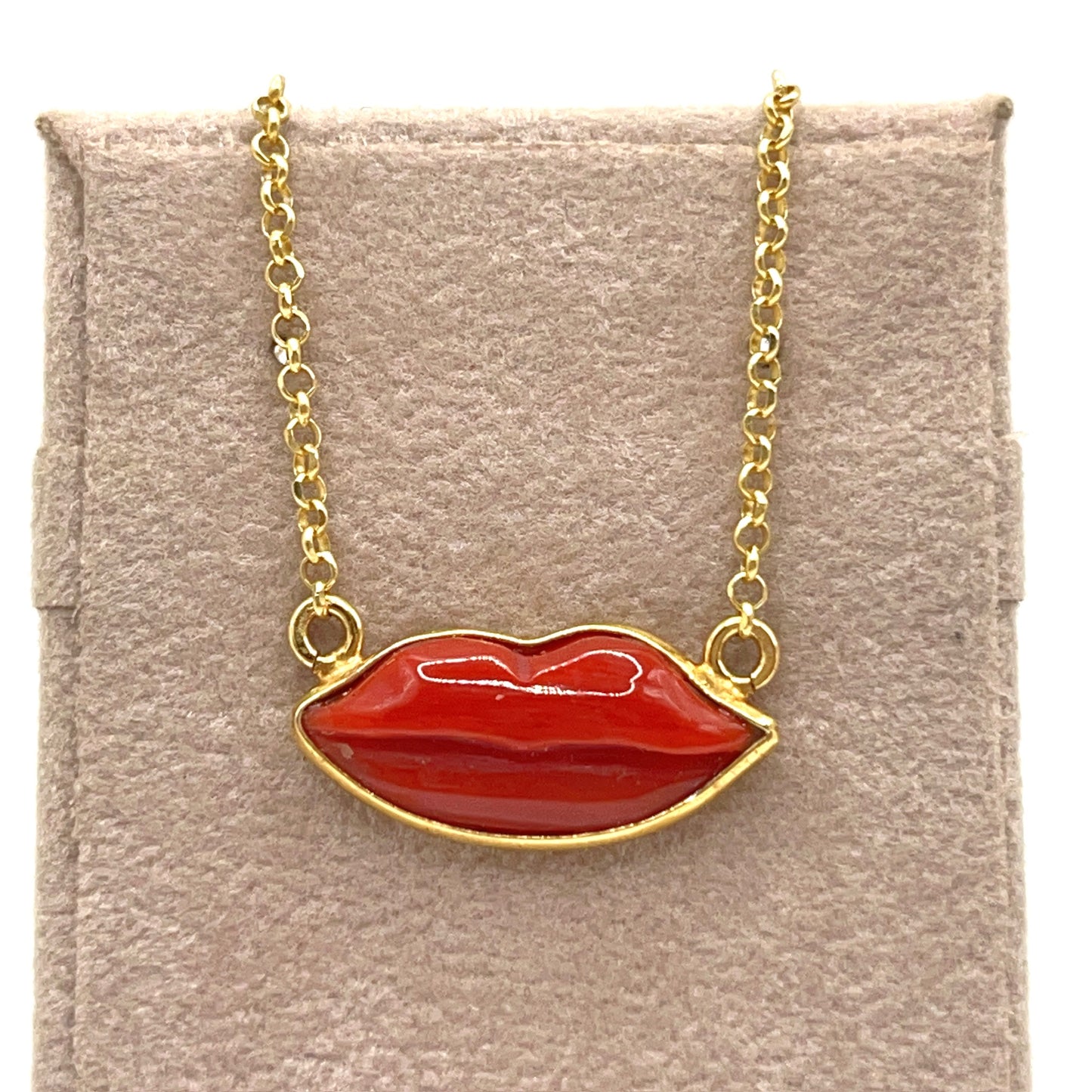 Italian Artisan Collection. Necklace of Coral Pendant in Silver 925 . Blow A Kiss