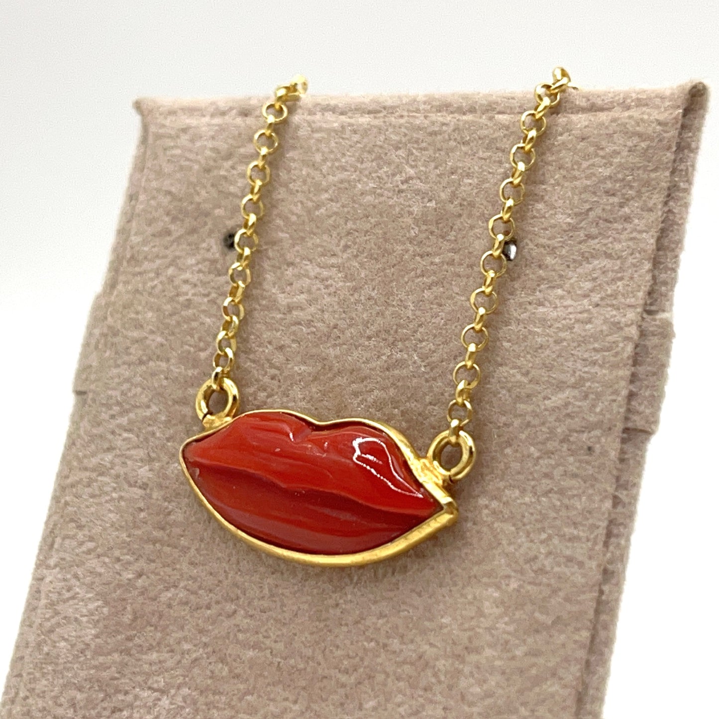 Italian Artisan Collection. Necklace of Coral Pendant in Silver 925 . Blow A Kiss