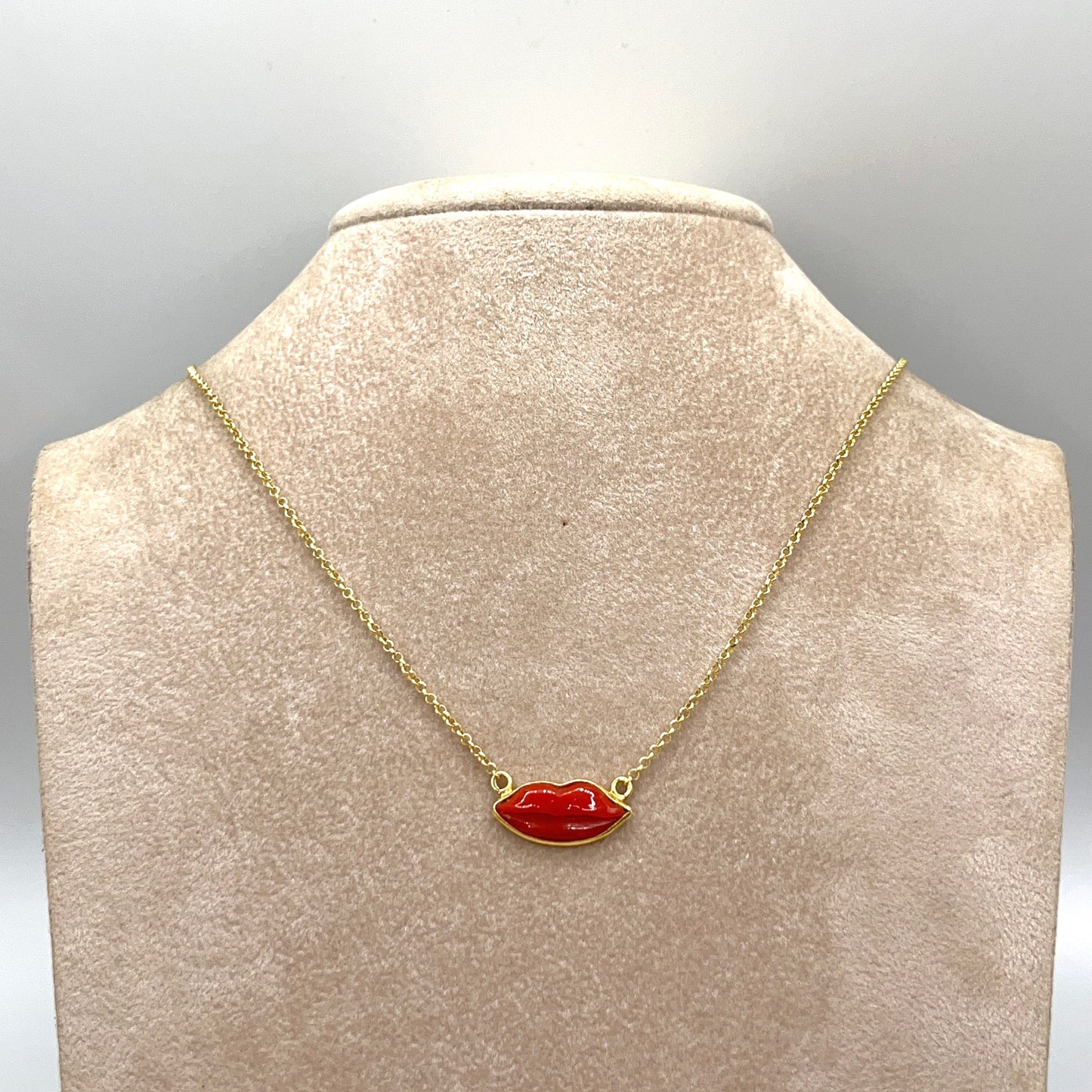 Italian Artisan Collection. Necklace of Coral Pendant in Silver 925 . Blow A Kiss