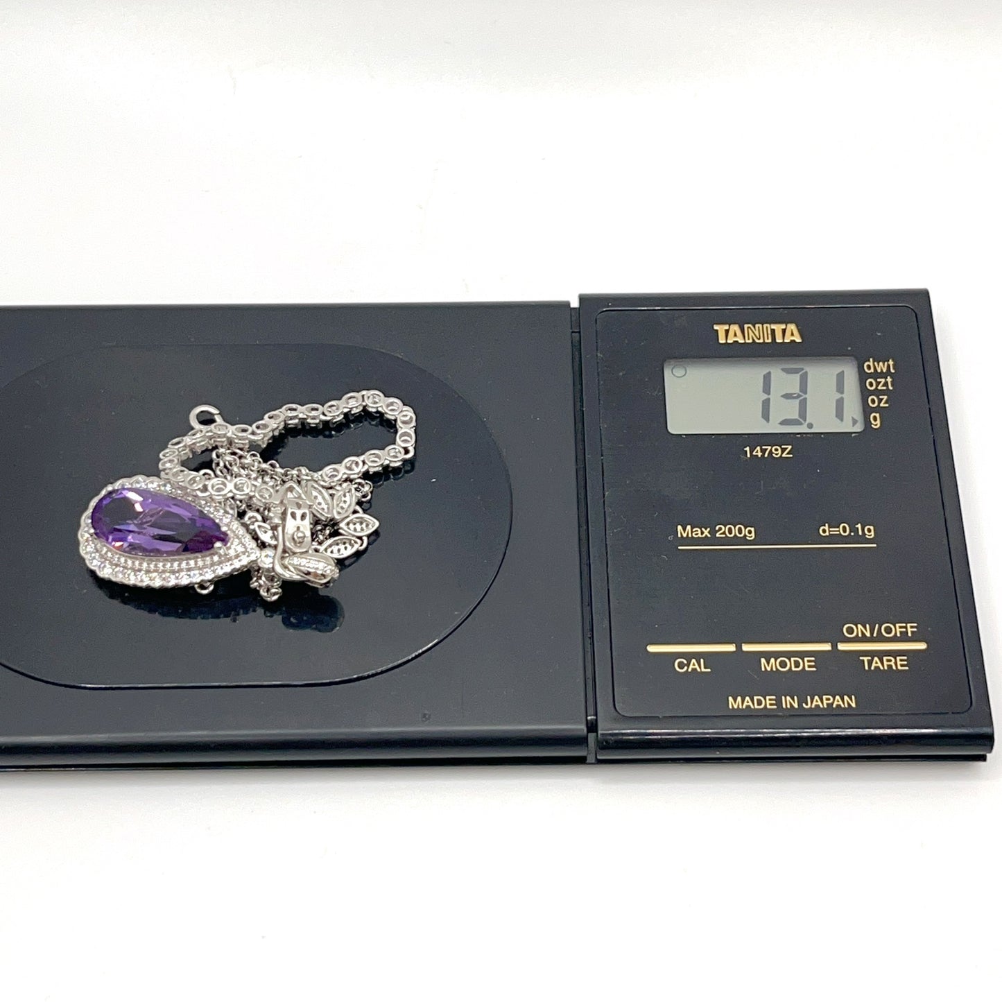 Contemporary Cocktail. Amethyst Drop Shape Pendant with Detachable Versatile Chain in Silver 925