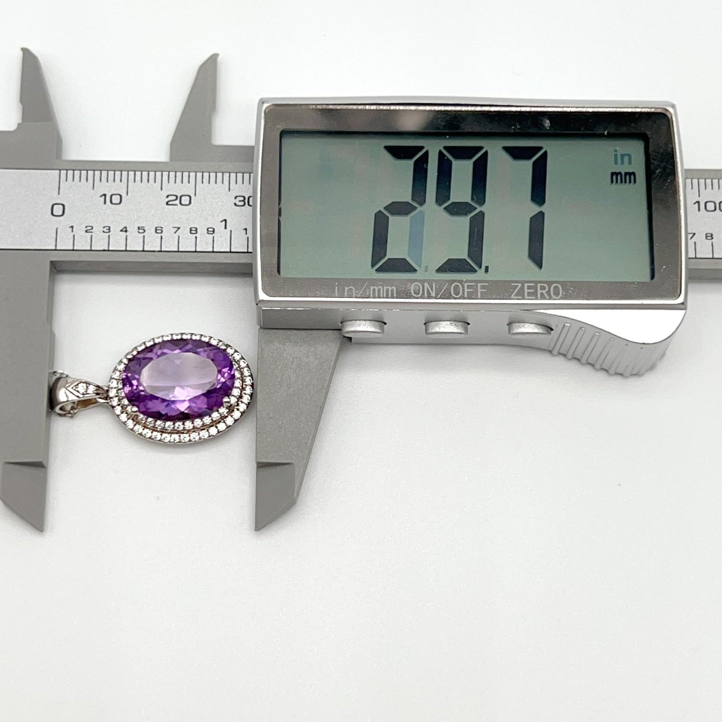 Contemporary Cocktail . Amethyst Necklace & Ring in Silver 925. Oval