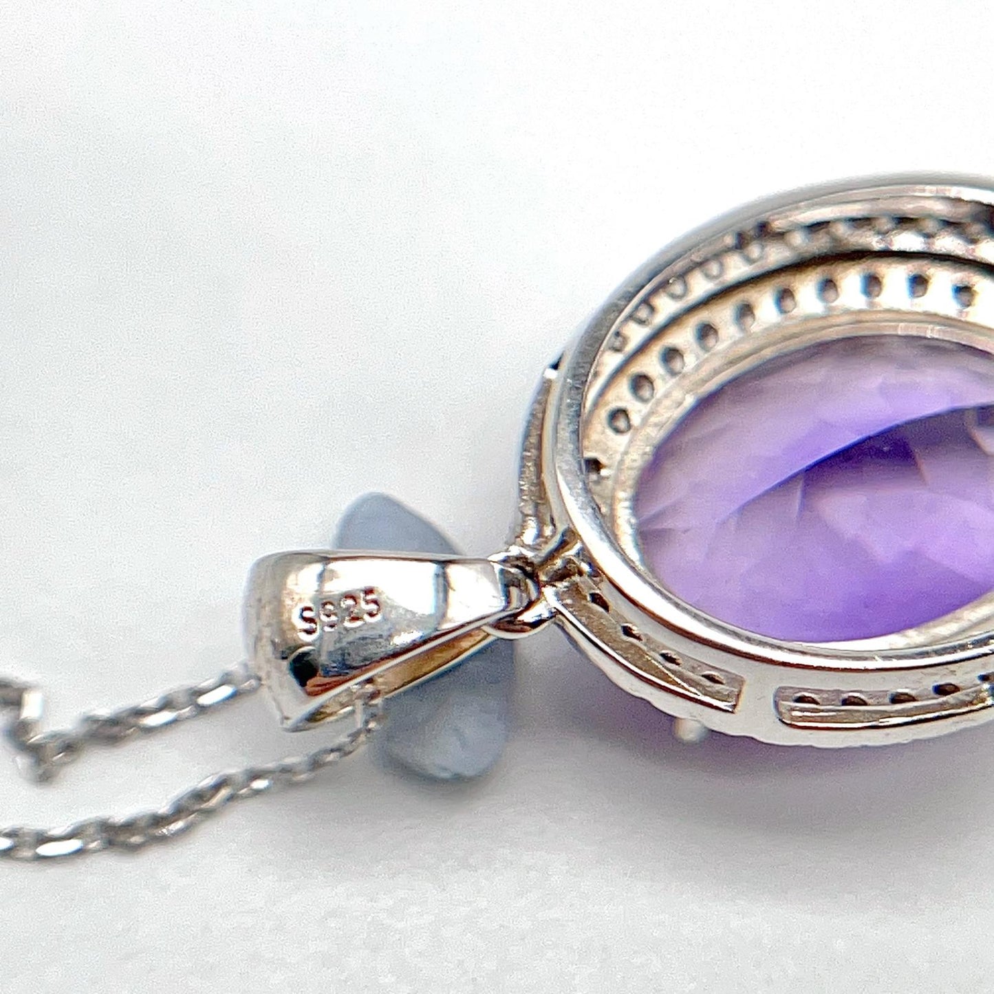 Contemporary Cocktail . Amethyst Necklace & Ring in Silver 925. Oval