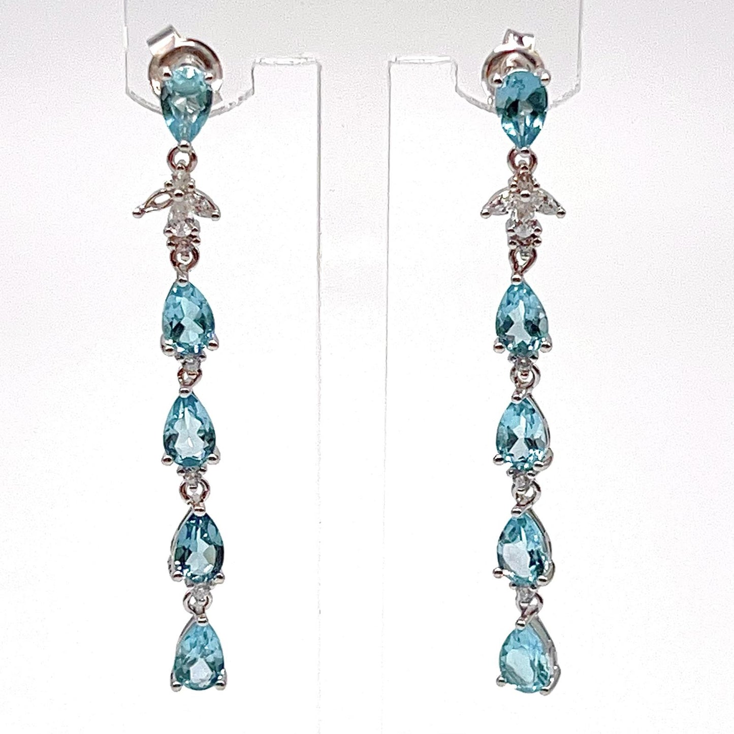 Contemporary Cocktail. Earring in Silver 925 with Amethyst, Topaz, Citrine, 5 Stone Chain