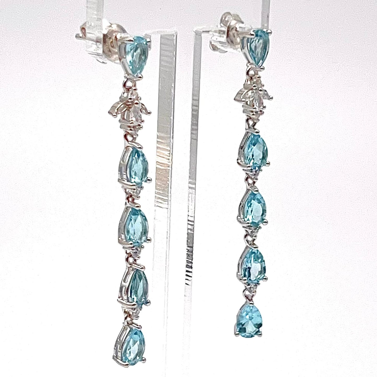 Contemporary Cocktail. Earring in Silver 925 with Amethyst, Topaz, Citrine, 5 Stone Chain