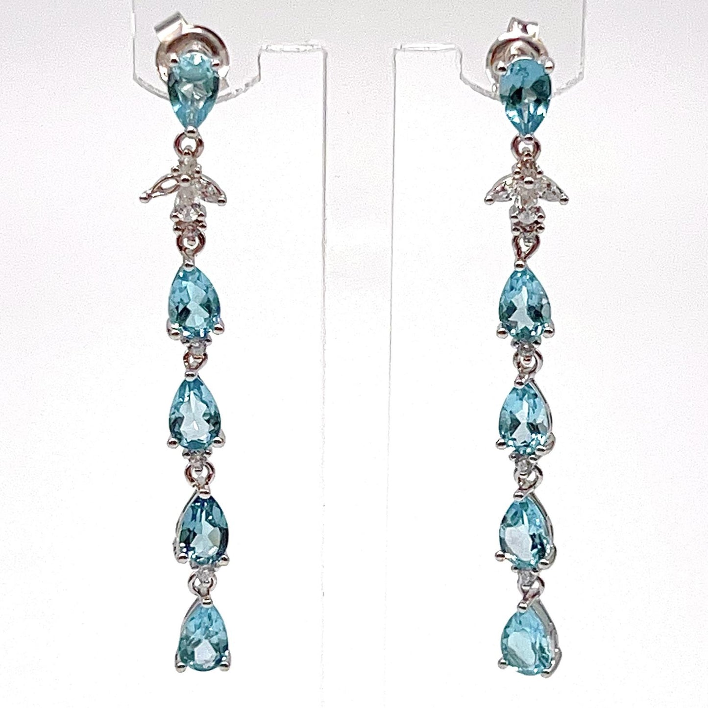 Contemporary Cocktail. Earring in Silver 925 with Amethyst, Topaz, Citrine, 5 Stone Chain
