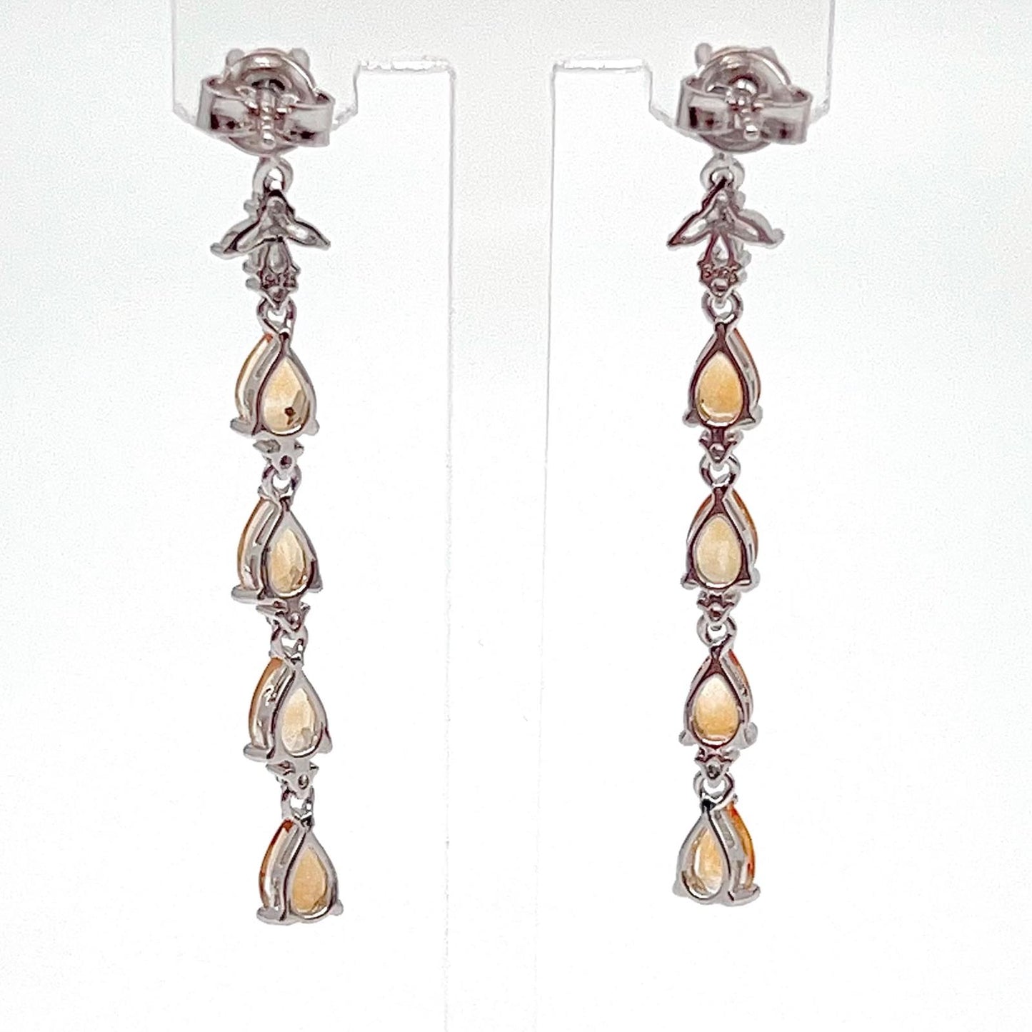 Contemporary Cocktail. Earring in Silver 925 with Citrine, 5 Stone Chain