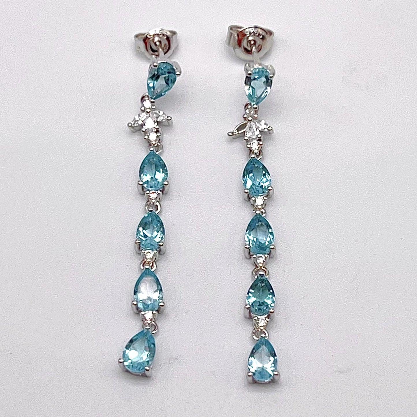Contemporary Cocktail. Earring in Silver 925 with Amethyst, Topaz, Citrine, 5 Stone Chain