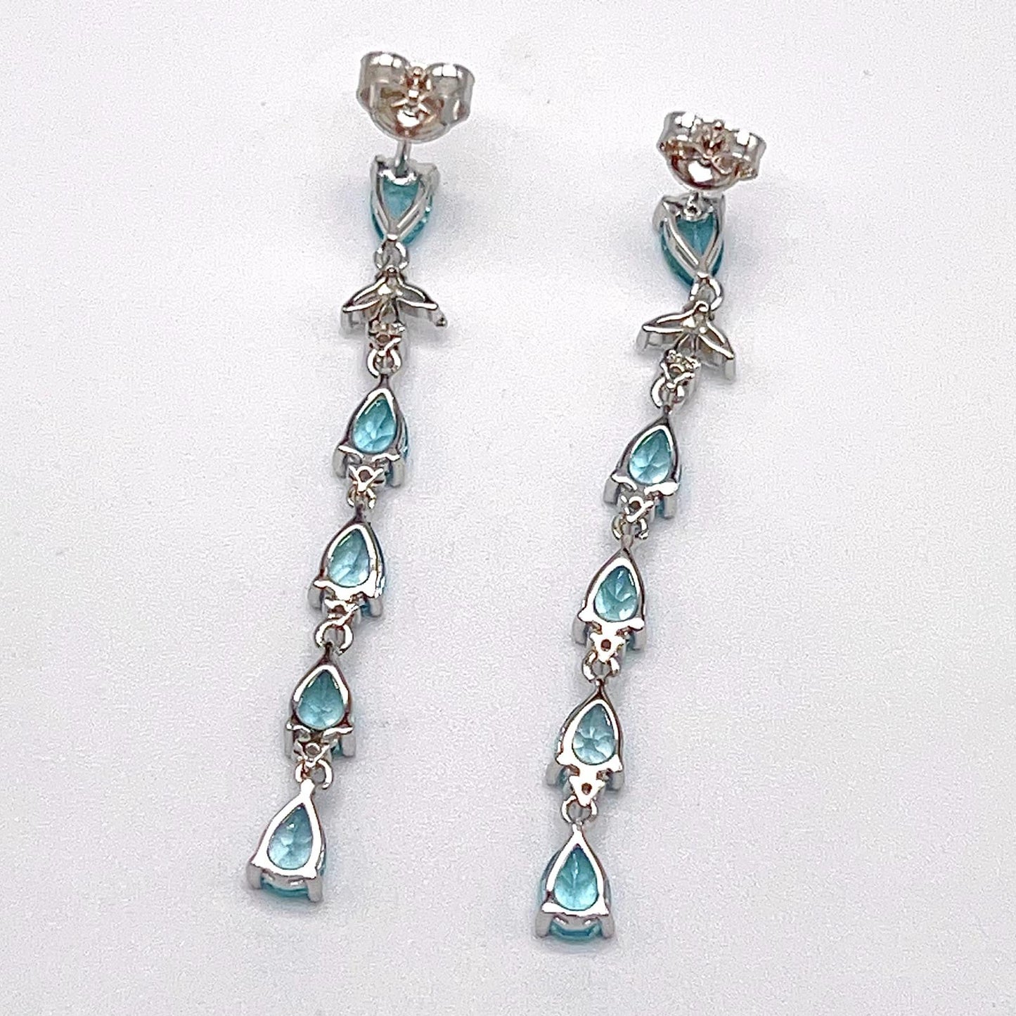 Contemporary Cocktail. Earring in Silver 925 with Amethyst, Topaz, Citrine, 5 Stone Chain