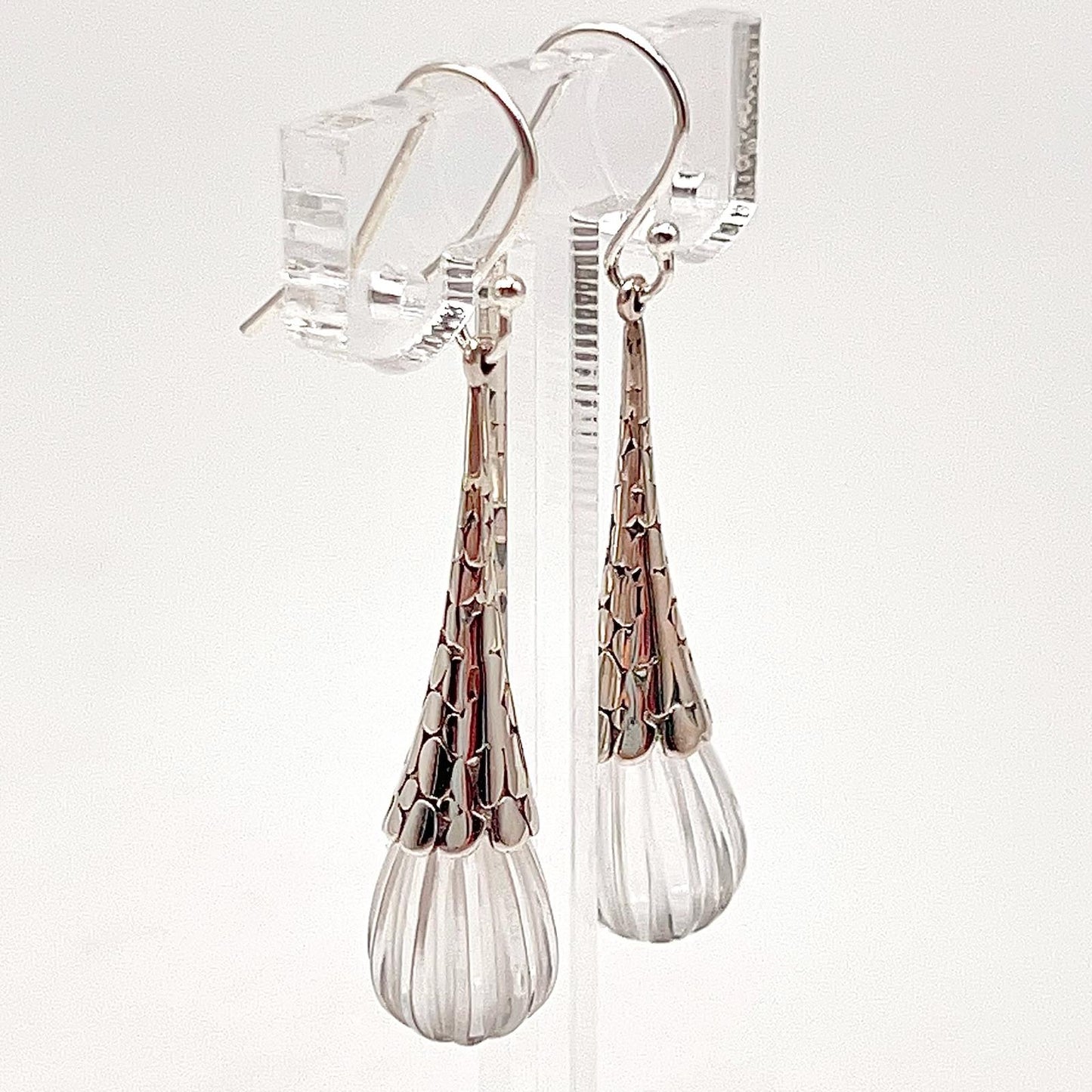 Retro Wind . Quartz drop dangle Earrings in Pumpkin shape in Silver 925