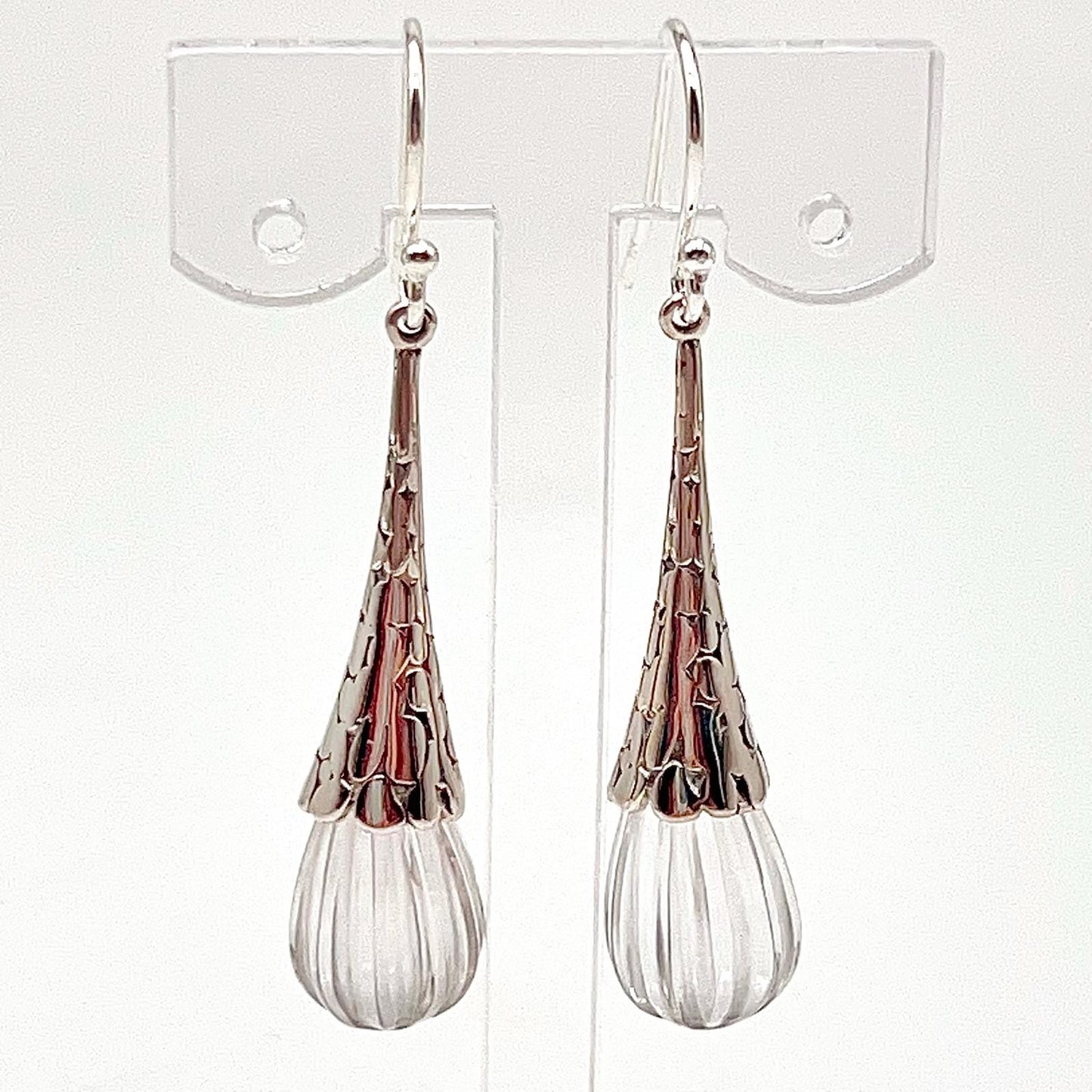 Retro Wind . Quartz drop dangle Earrings in Pumpkin shape in Silver 925