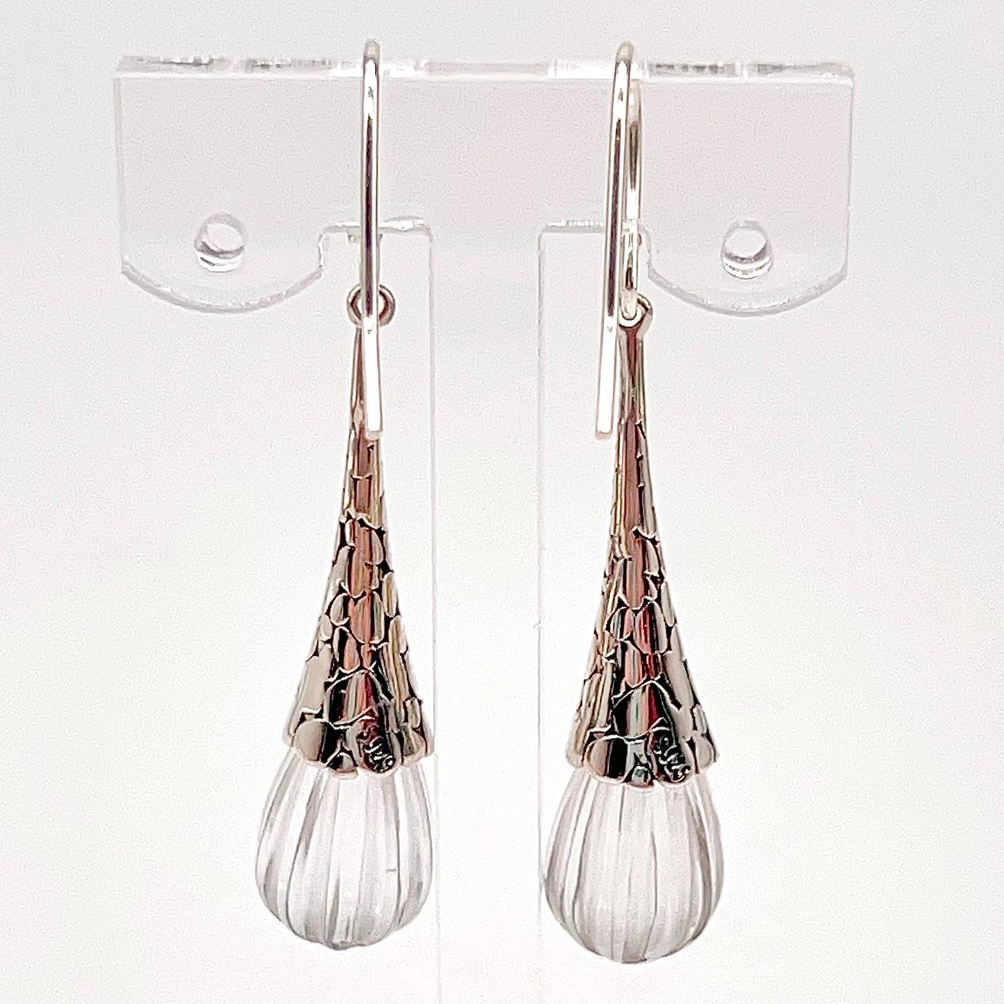 Retro Wind . Quartz drop dangle Earrings in Pumpkin shape in Silver 925