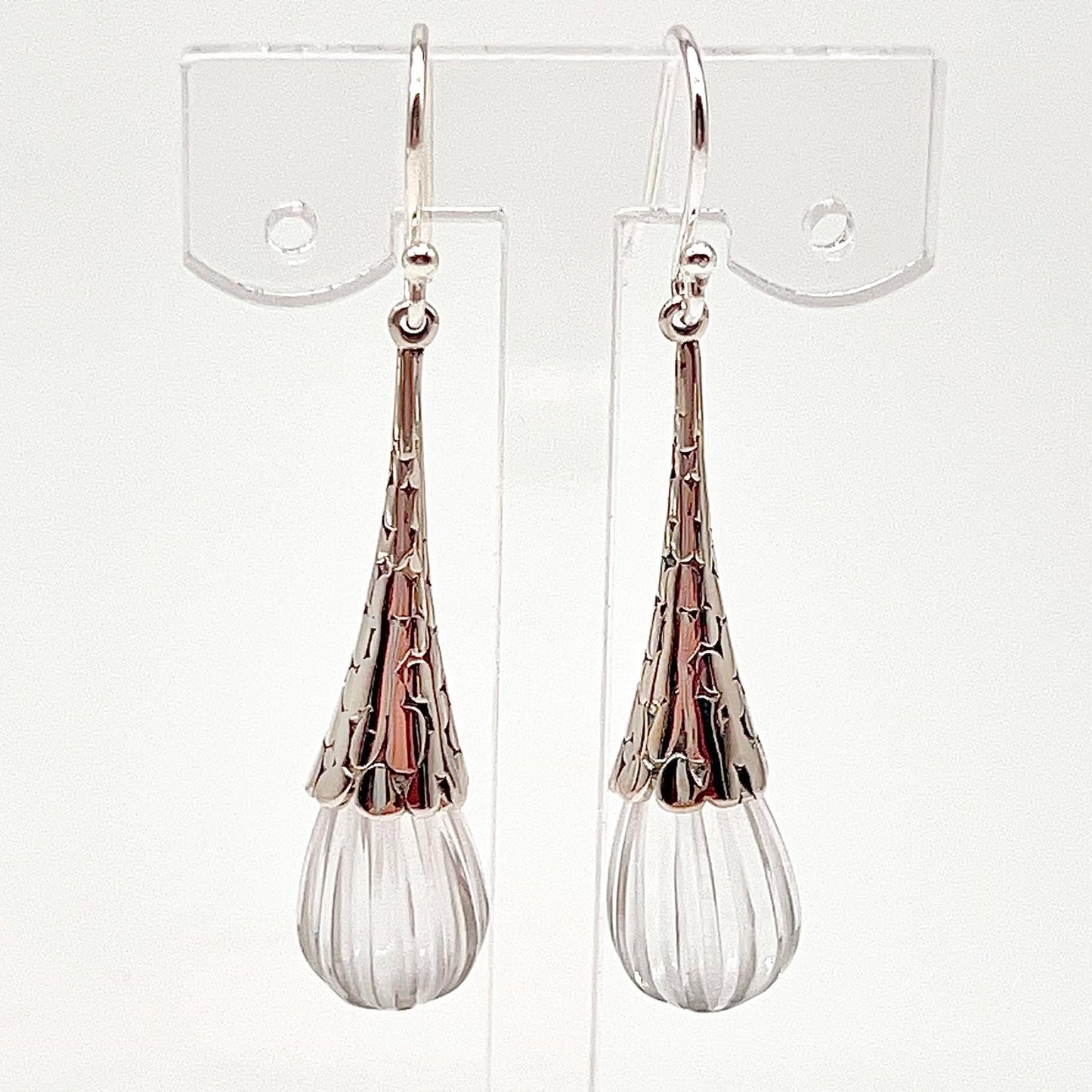Retro Wind . Quartz drop dangle Earrings in Pumpkin shape in Silver 925