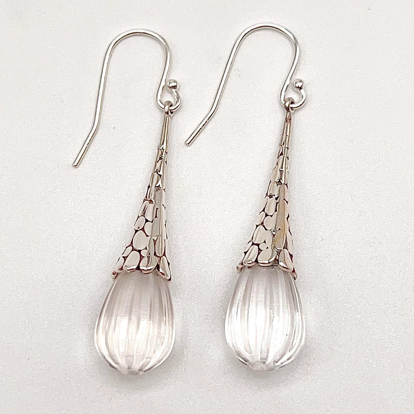 Retro Wind . Quartz drop dangle Earrings in Pumpkin shape in Silver 925