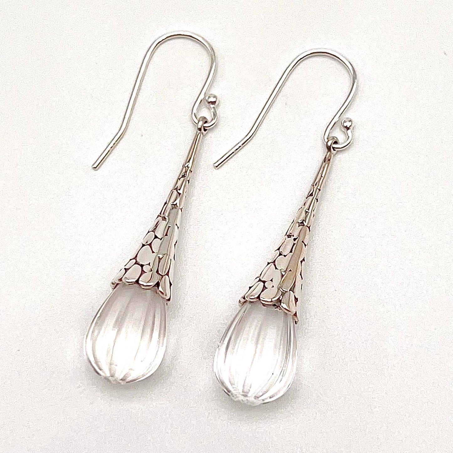 Retro Wind . Quartz drop dangle Earrings in Pumpkin shape in Silver 925