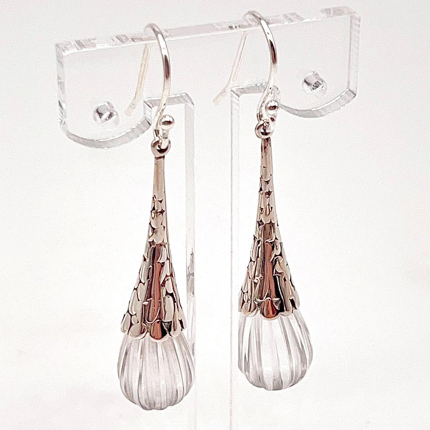 Retro Wind . Quartz drop dangle Earrings in Pumpkin shape in Silver 925