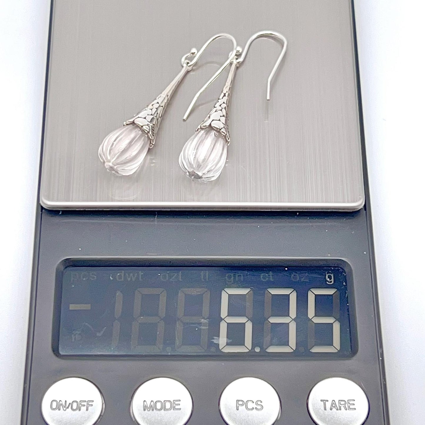 Retro Wind . Quartz drop dangle Earrings in Pumpkin shape in Silver 925