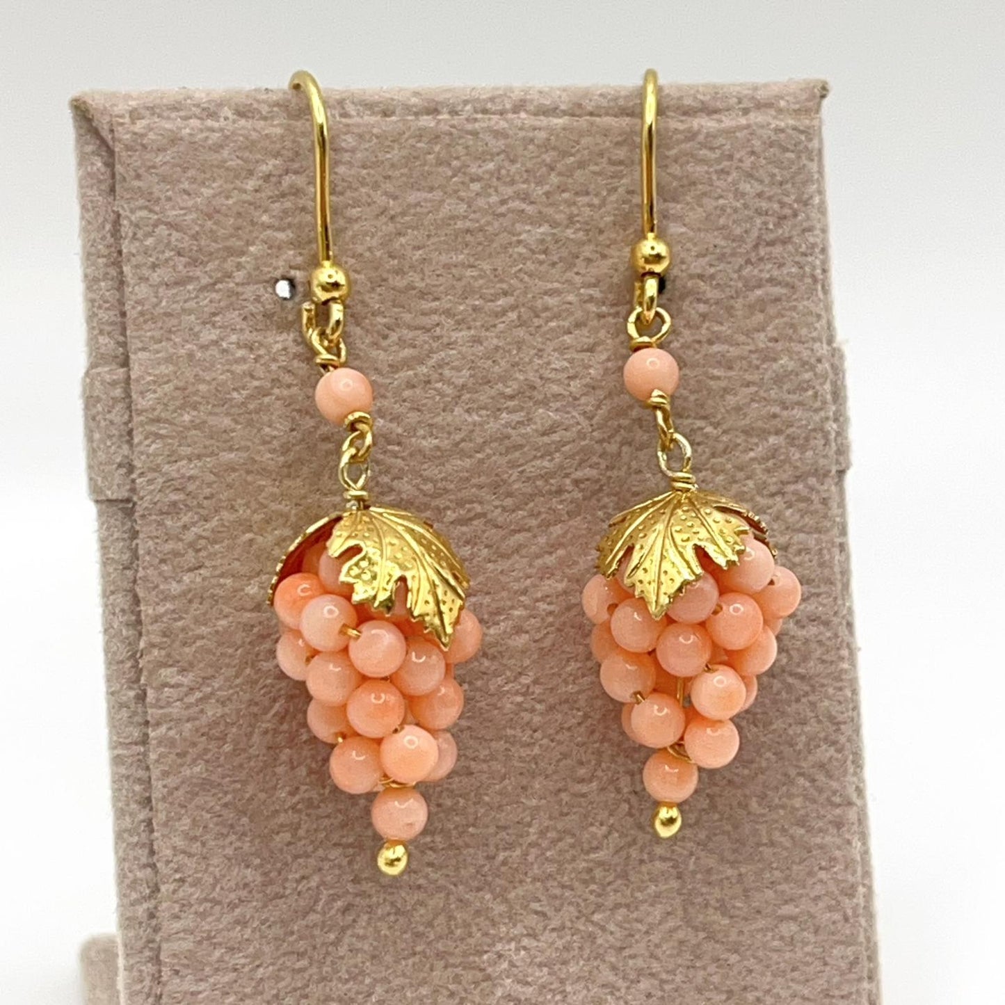Italian Artisan Collection . Coral Earring & Necklace in Silver 925 . Pacific Pink Coral