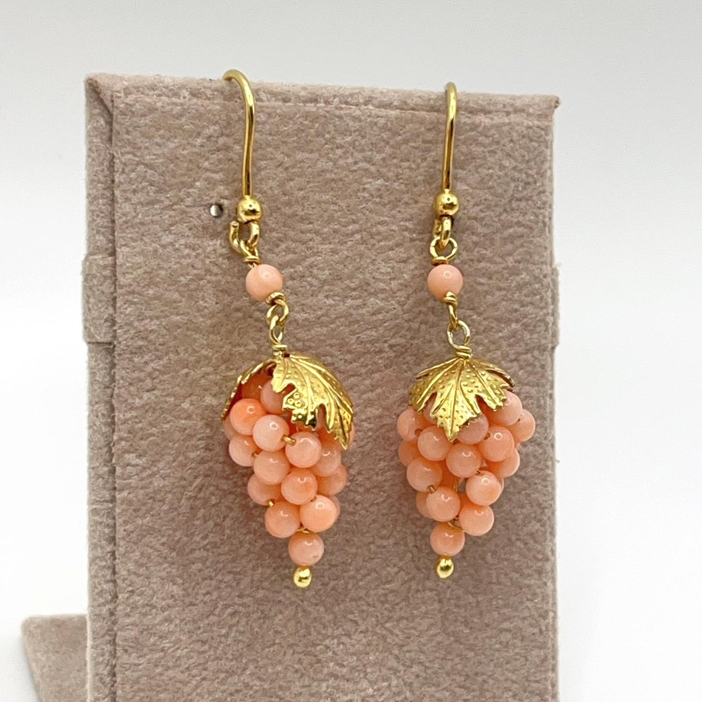 Italian Artisan Collection . Coral Earring & Necklace in Silver 925 . Pacific Pink Coral