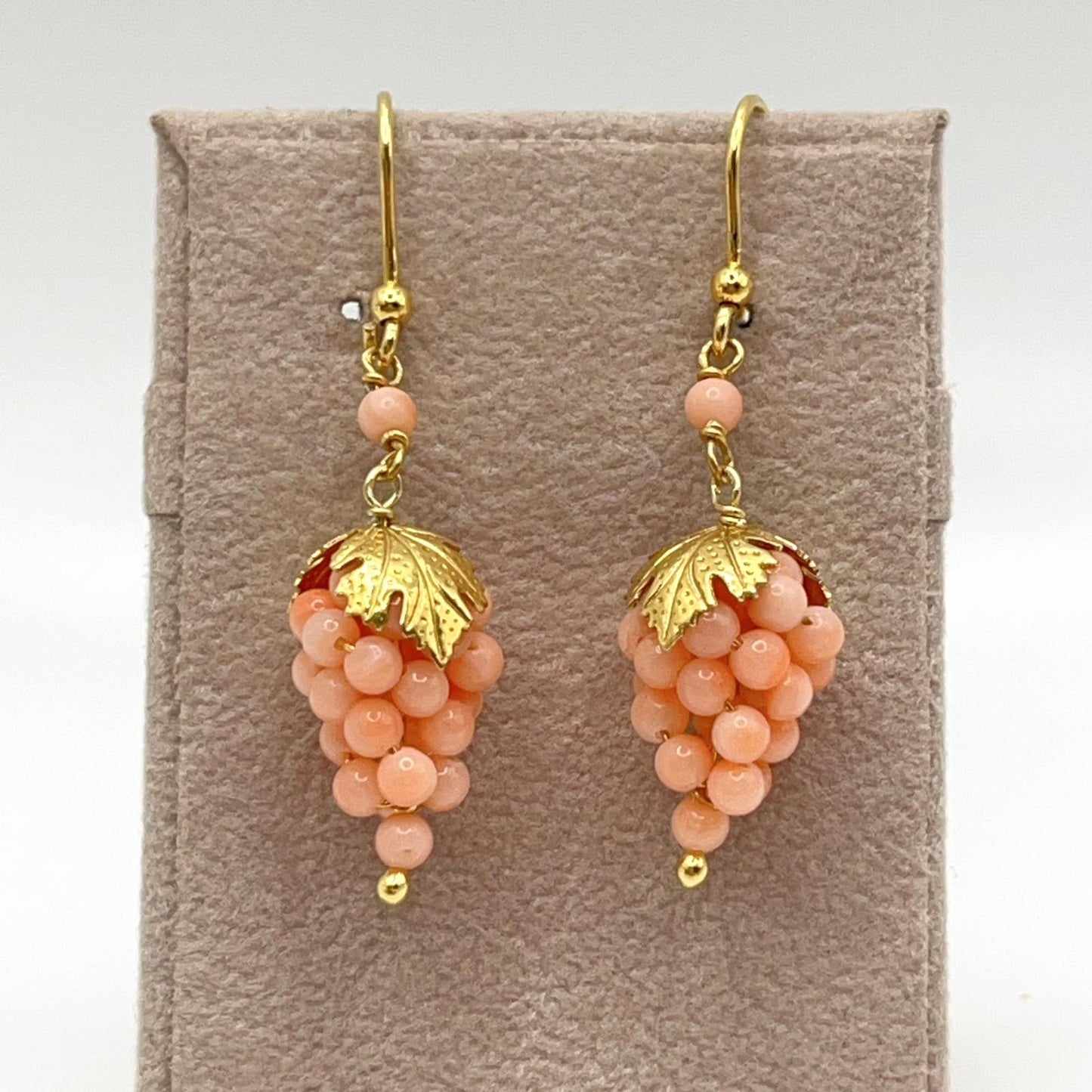 Italian Artisan Collection . Coral Earring & Necklace in Silver 925 . Pacific Pink Coral