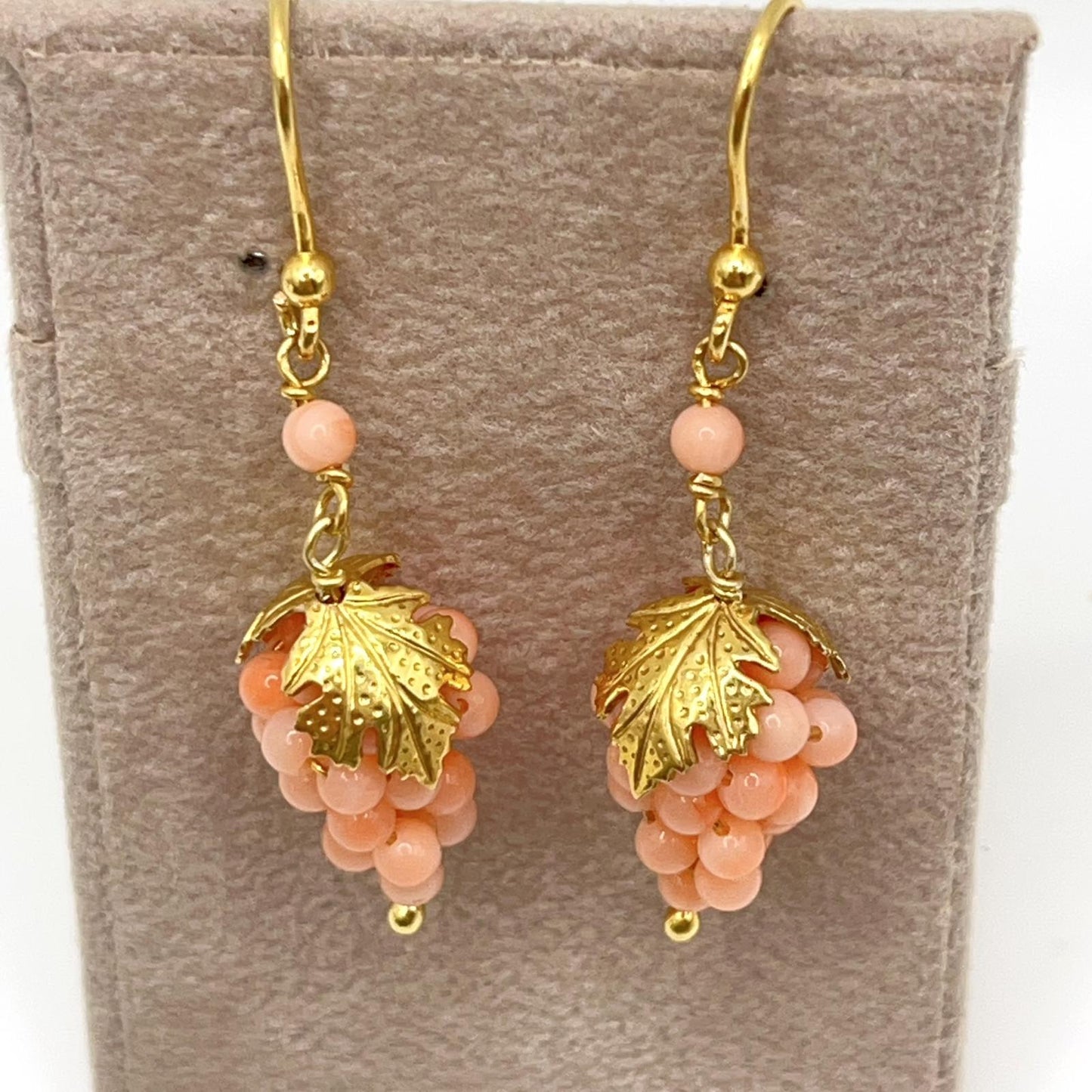 Italian Artisan Collection . Coral Earring & Necklace in Silver 925 . Pacific Pink Coral