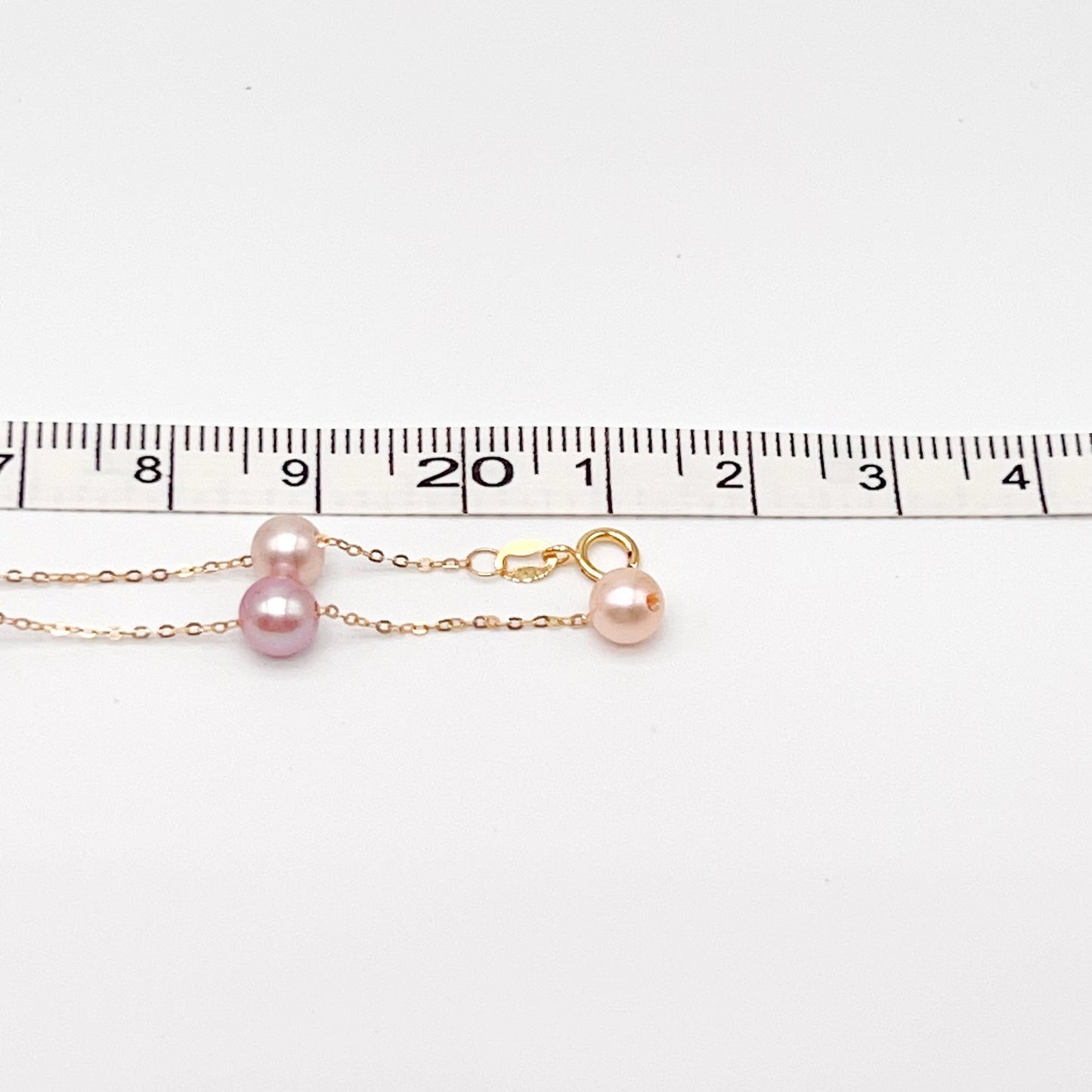 Star Light . Multi-color Freshwater Pearl Necklace in Gold 18K