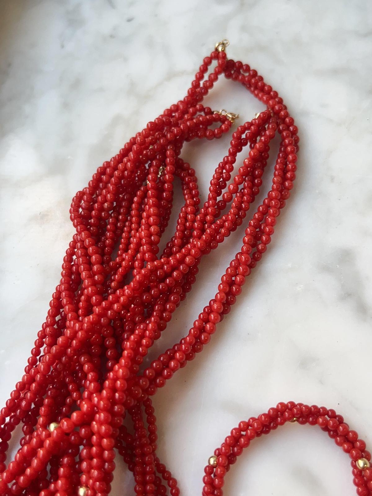 Coral Necklace In Gold 18K High Quality