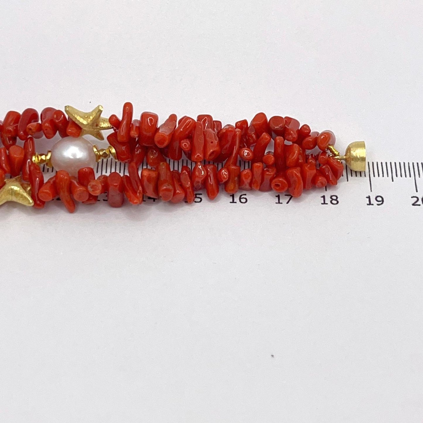 Italian Artisan Collection. Coral & Pearl Bracelet in Silver 925 With Sea-Inspired Elements