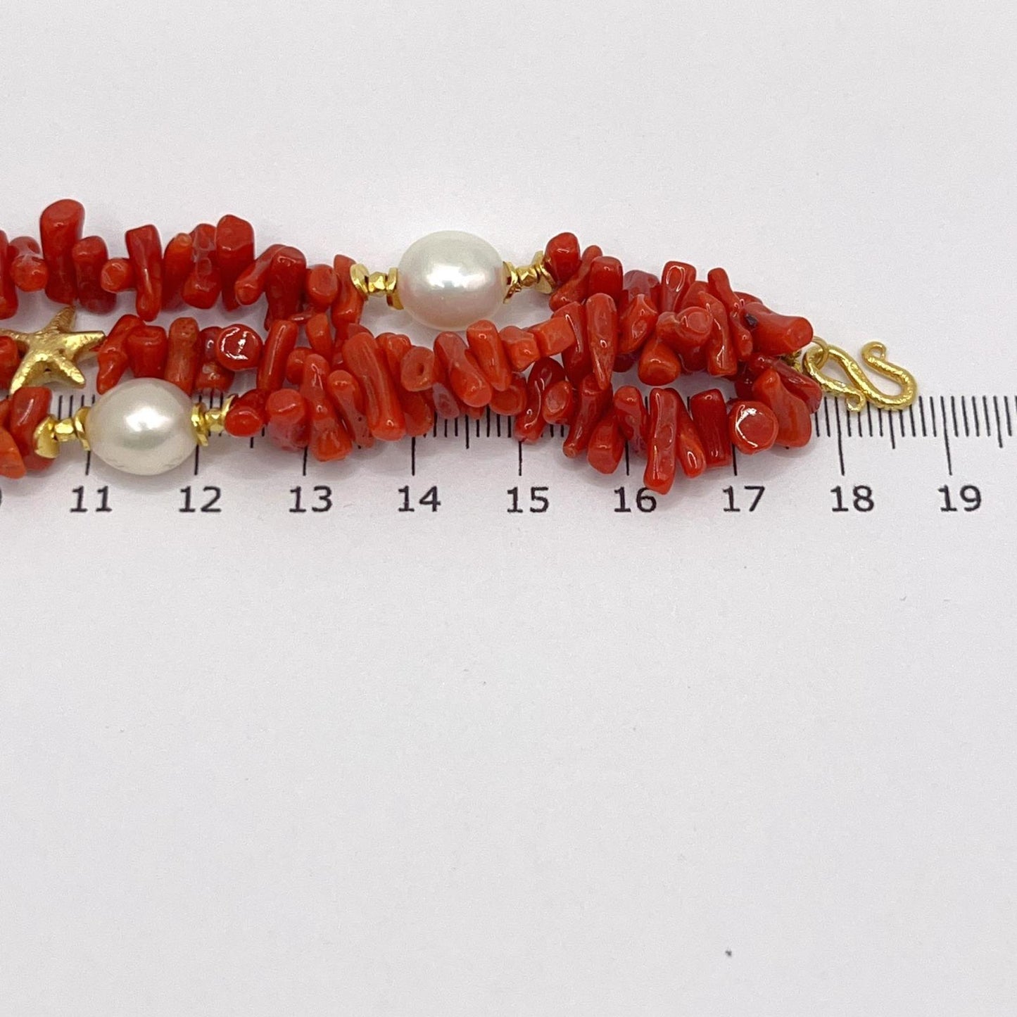 Italian Artisan Collection. Coral & Pearl Bracelet in Silver 925 With Sea-Inspired Elements