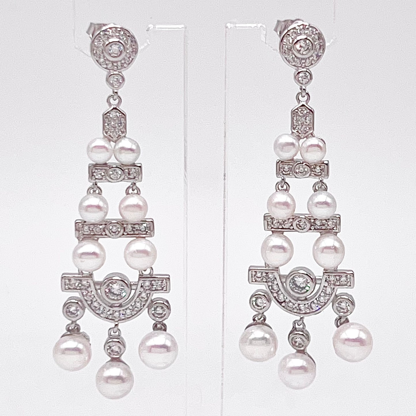 Antique Impression. Multi-pearl Earring in Silver 925. Edwardian Chandelier