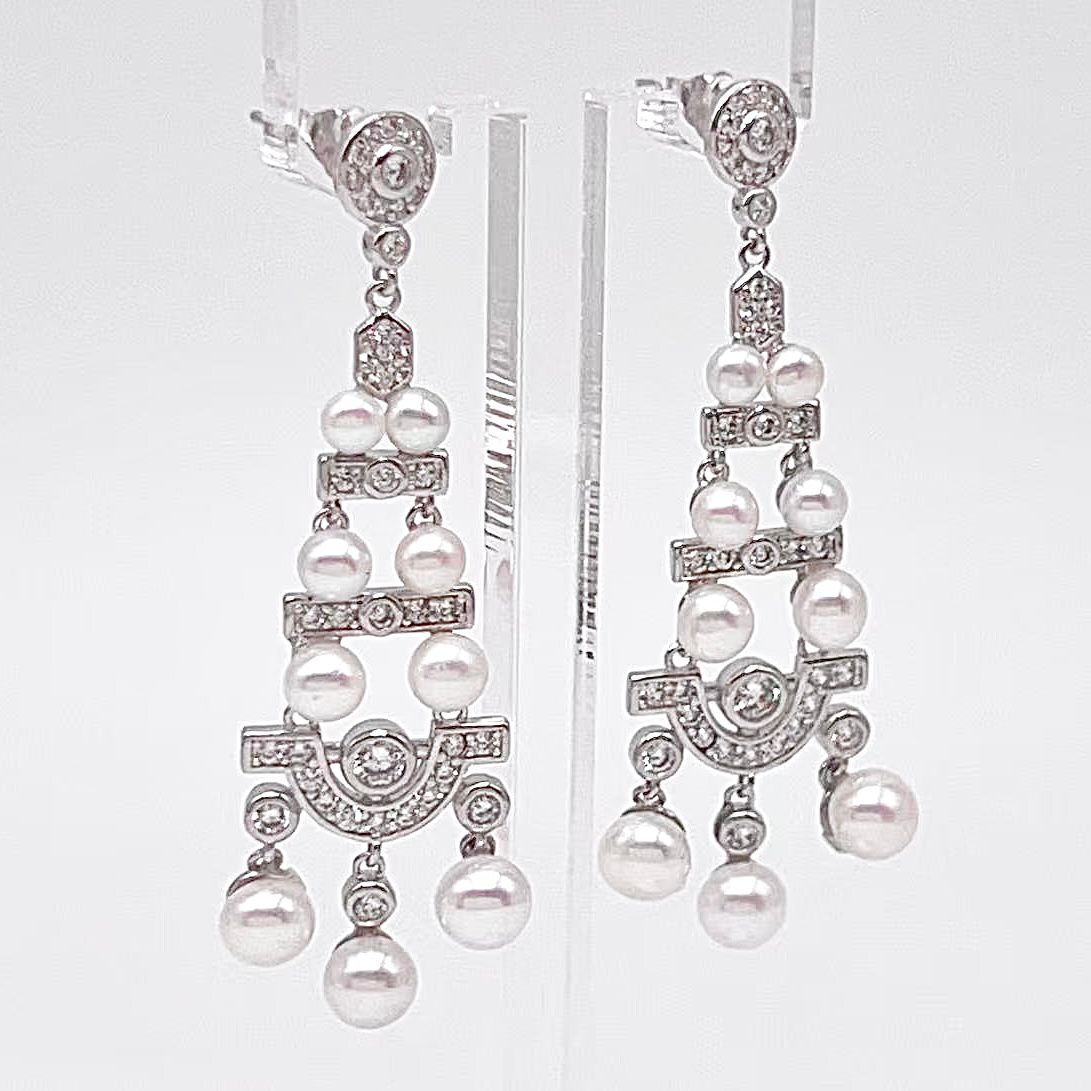 Antique Impression. Multi-pearl Earring in Silver 925. Edwardian Chandelier