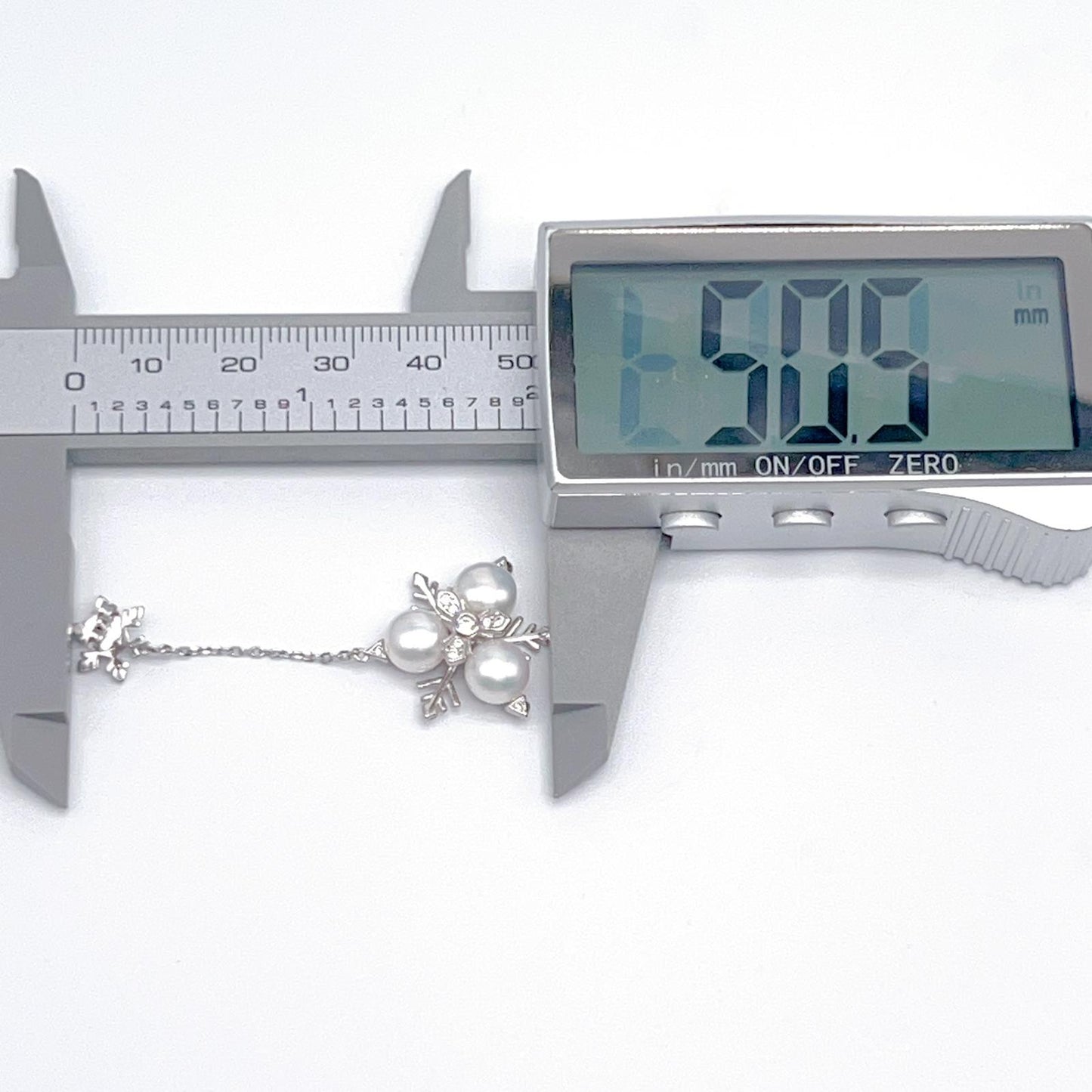 Contemporary Cocktail. Earring and Ring of Pearl Set in Silver 925. Triangular Snowflake