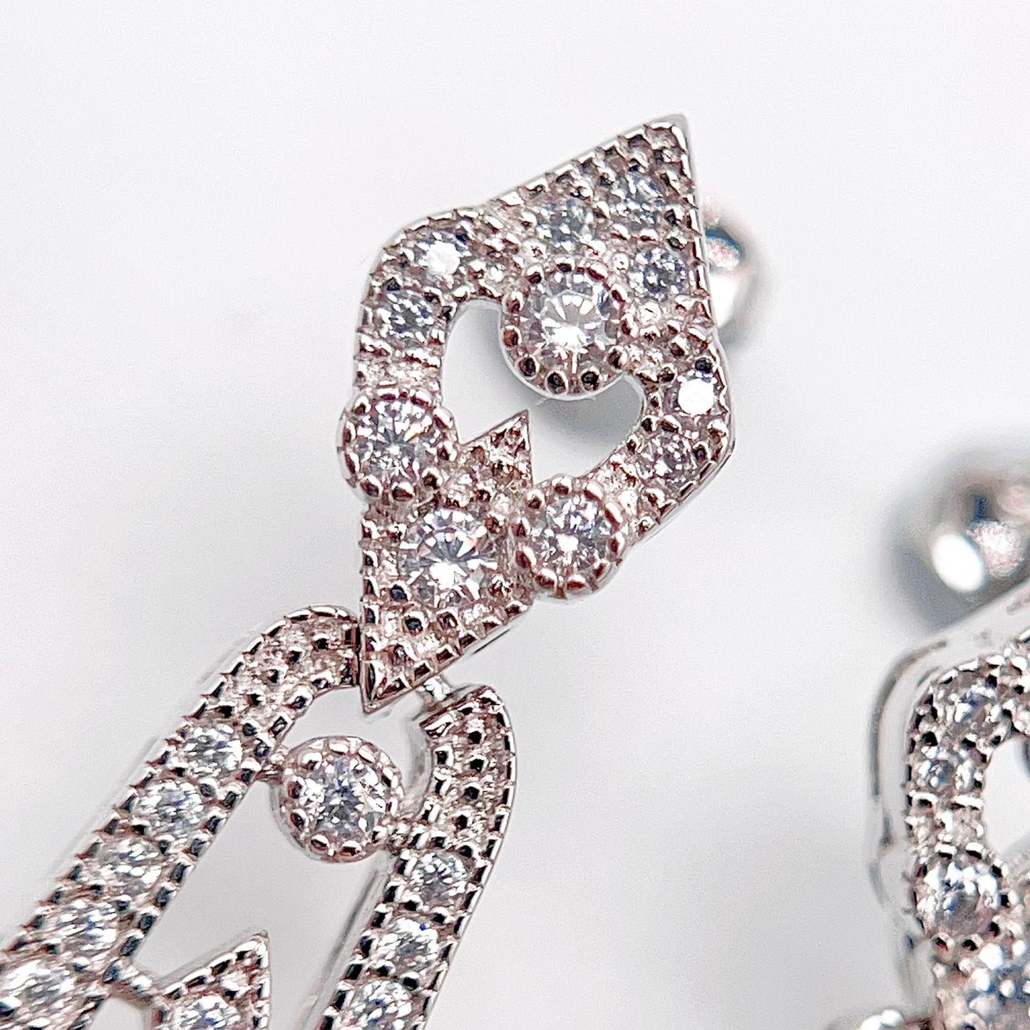 Antique Impression. Multi-pearl Earring in Silver 925. Edwardian Chandelier 5 pearl