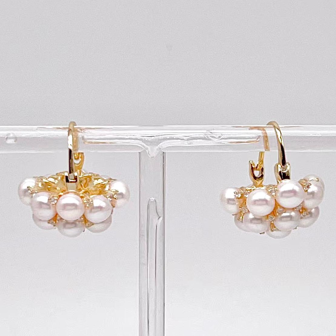 Retro Wind. Freshwater Pearl Earring in silver 925. pearl Basket