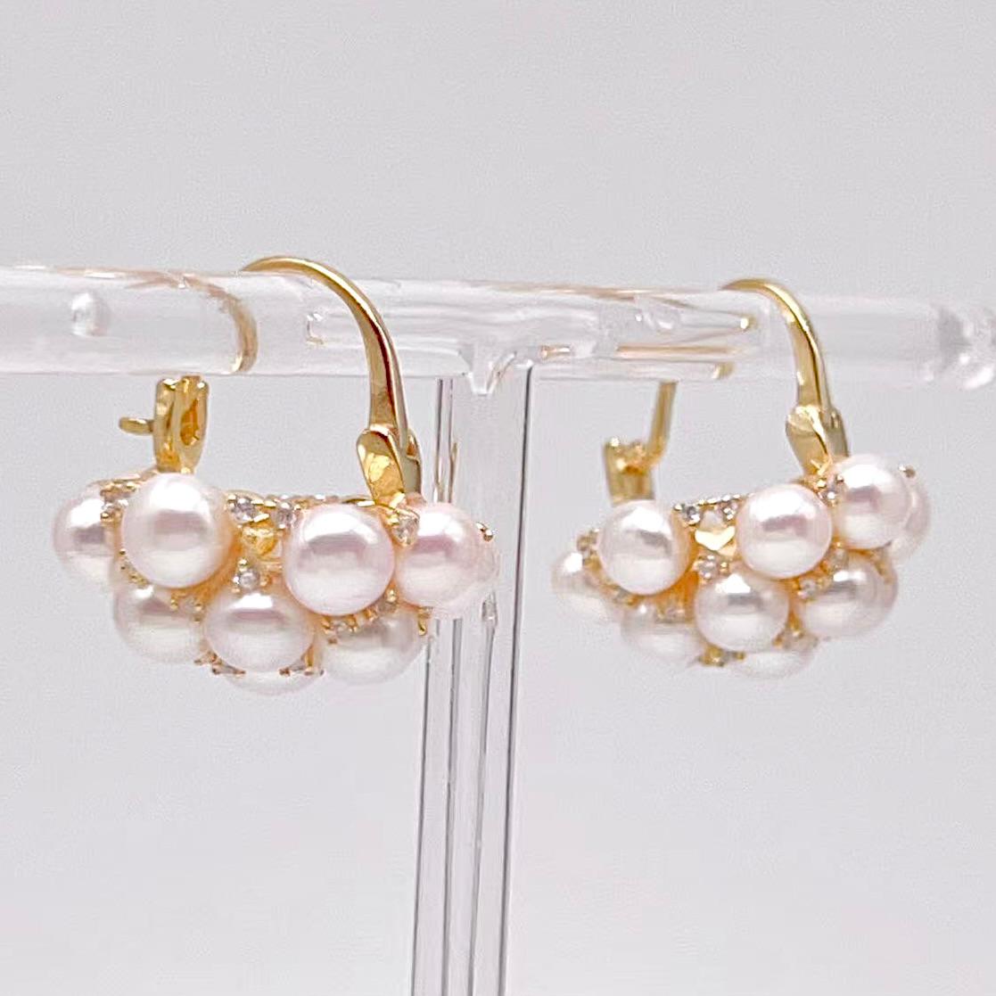 Retro Wind. Freshwater Pearl Earring in silver 925. pearl Basket