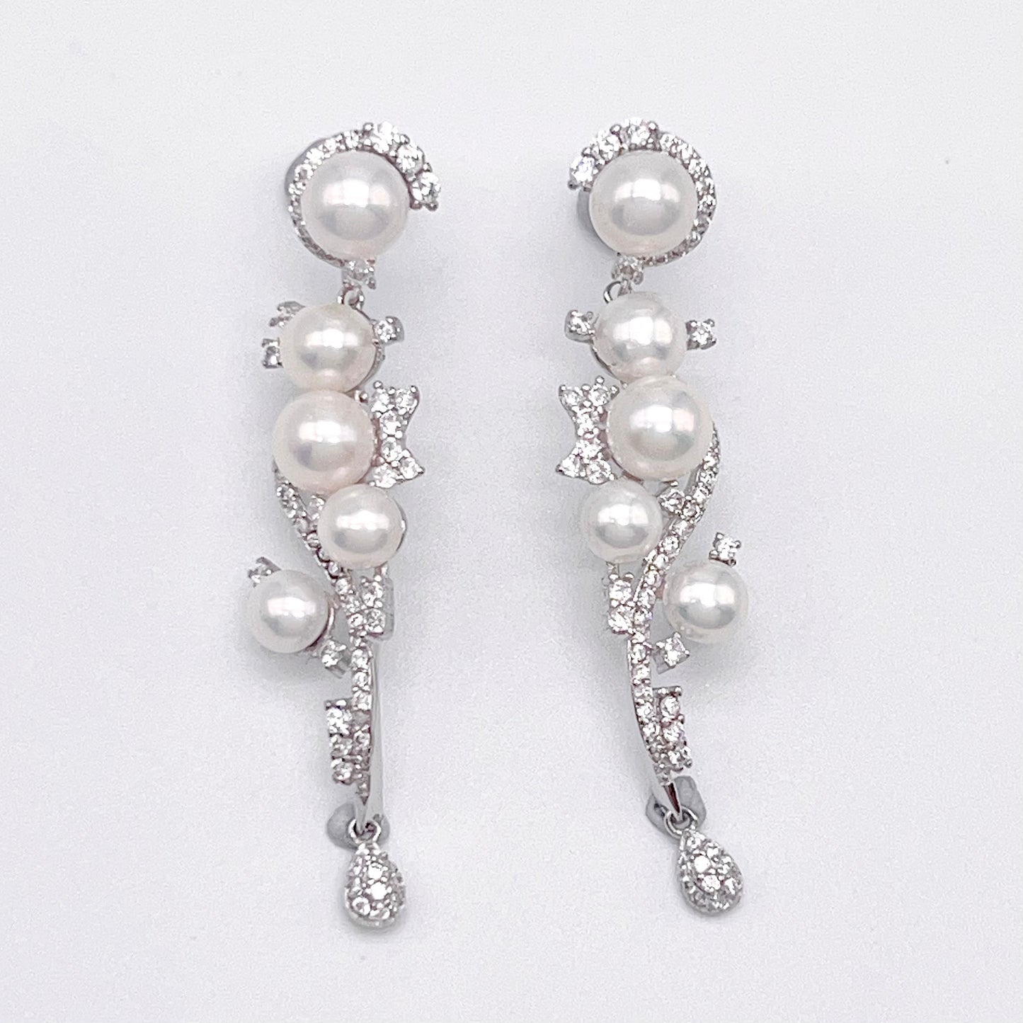Retro Wind. Freshwater Pearl Earring and Ring Set in silver 925. Pearl bean