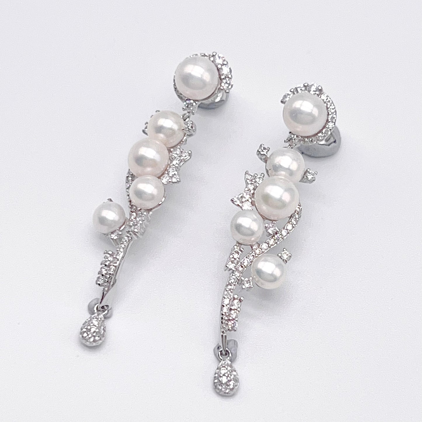 Retro Wind. Freshwater Pearl Earring and Ring Set in silver 925. Pearl bean