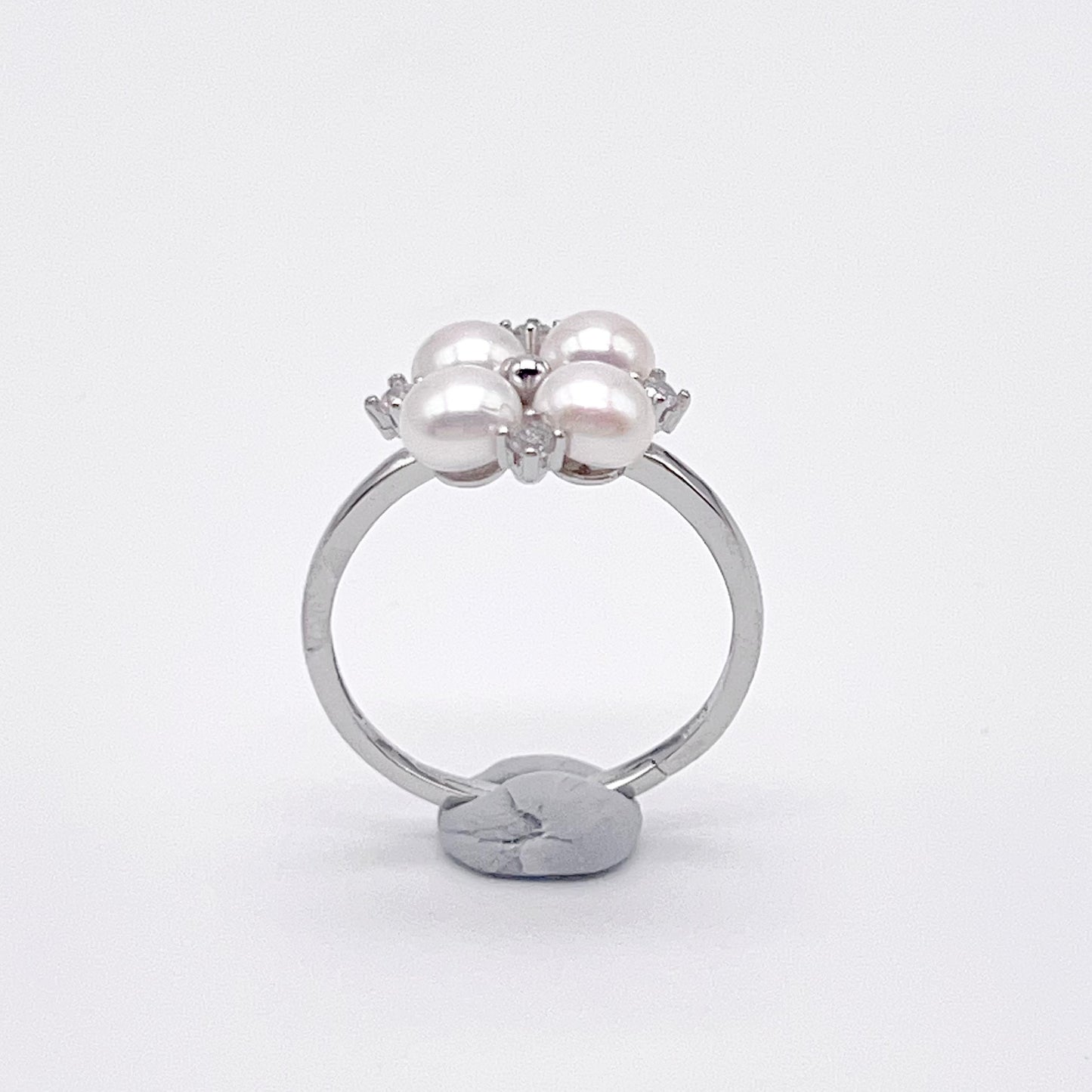 Retro Wind. Freshwater Pearl Earring and Ring Set in silver 925. Pearl bean