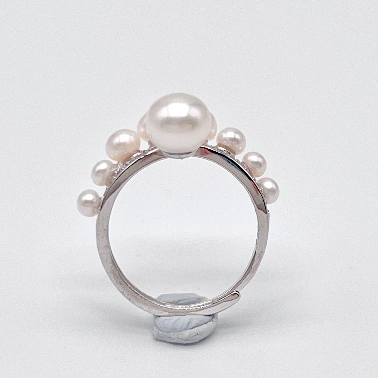 Retro Wind. Pearl Earring and Ring set in Silver 925. Bow & Swing