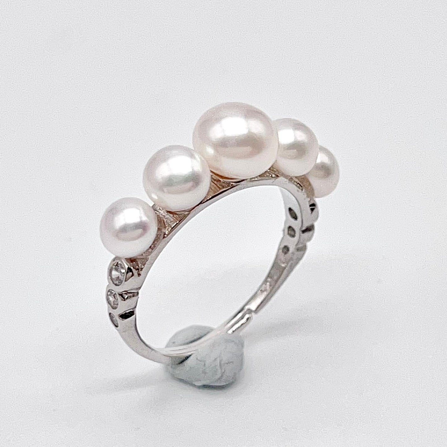 Retro Wind. Pearl Earring and Ring in Silver 925. Wheel