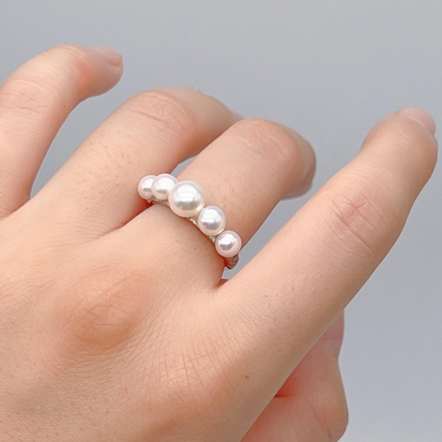Retro Wind. Pearl Earring and Ring in Silver 925. Wheel