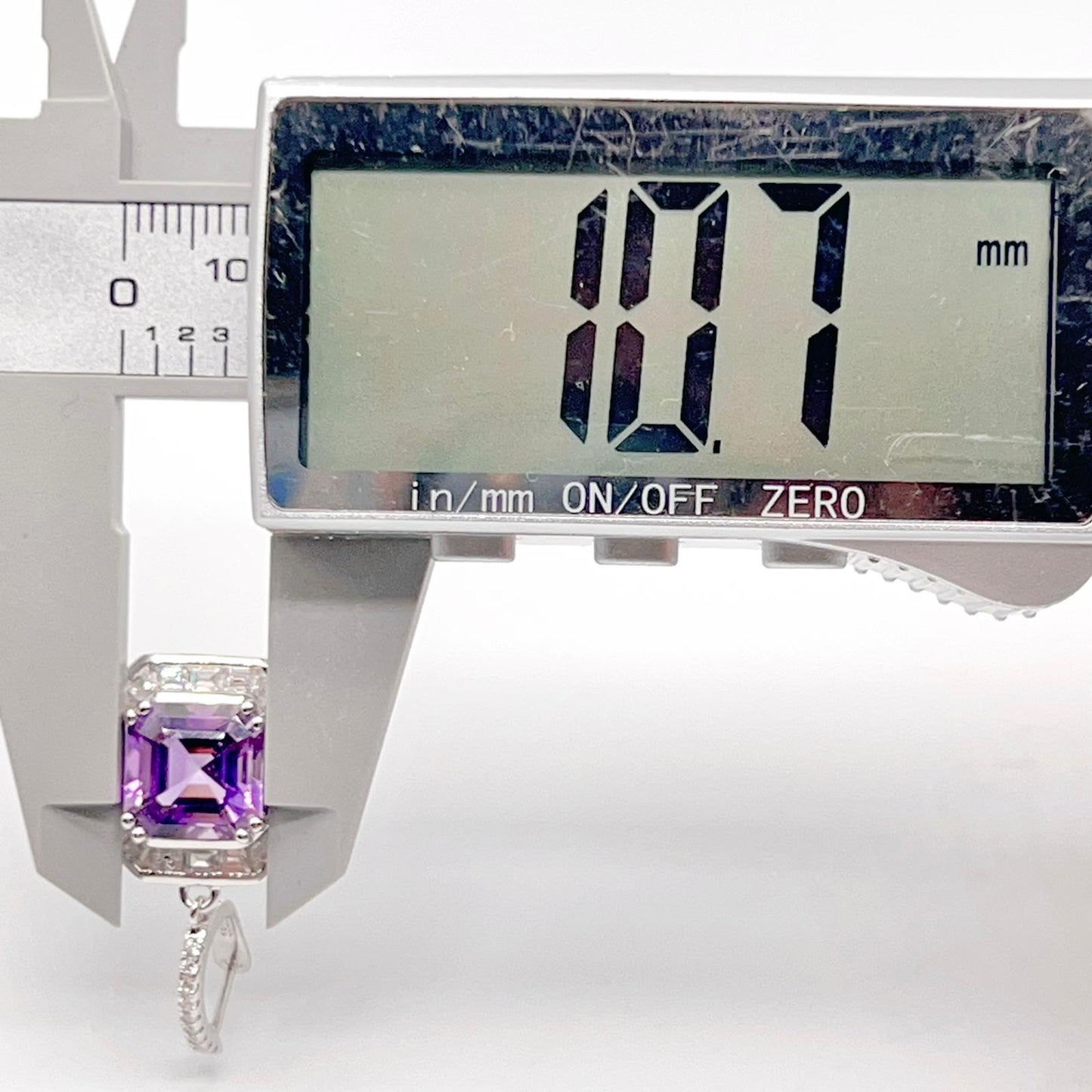 Regal Octagon Amethyst Drop Earrings with Zircon