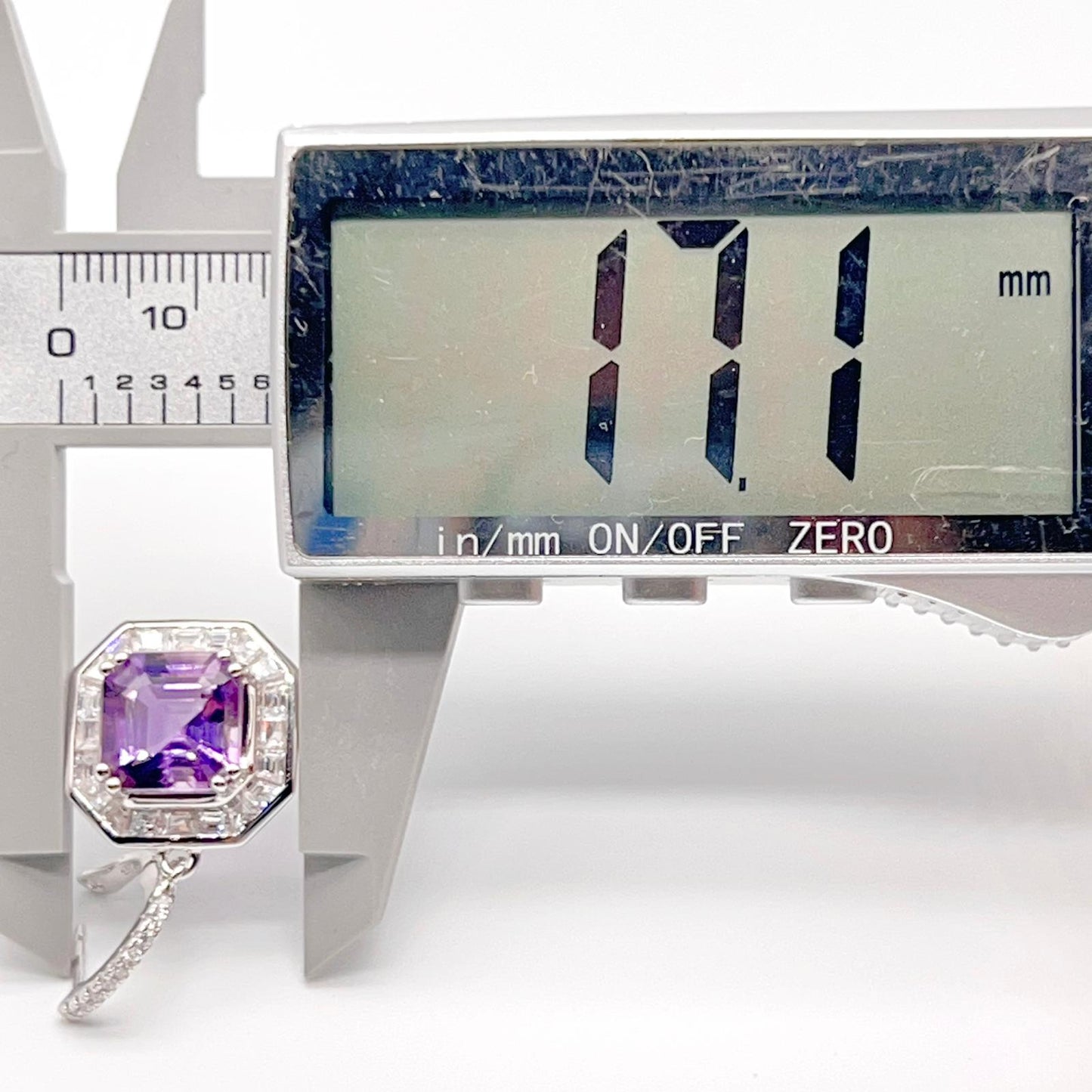 Regal Octagon Amethyst Drop Earrings with Zircon