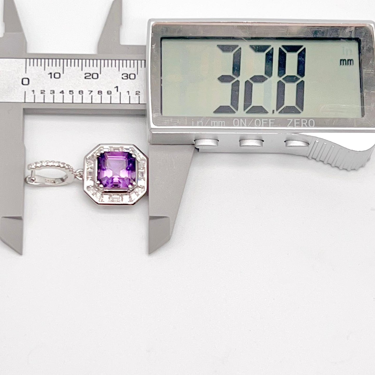Regal Octagon Amethyst Drop Earrings with Zircon