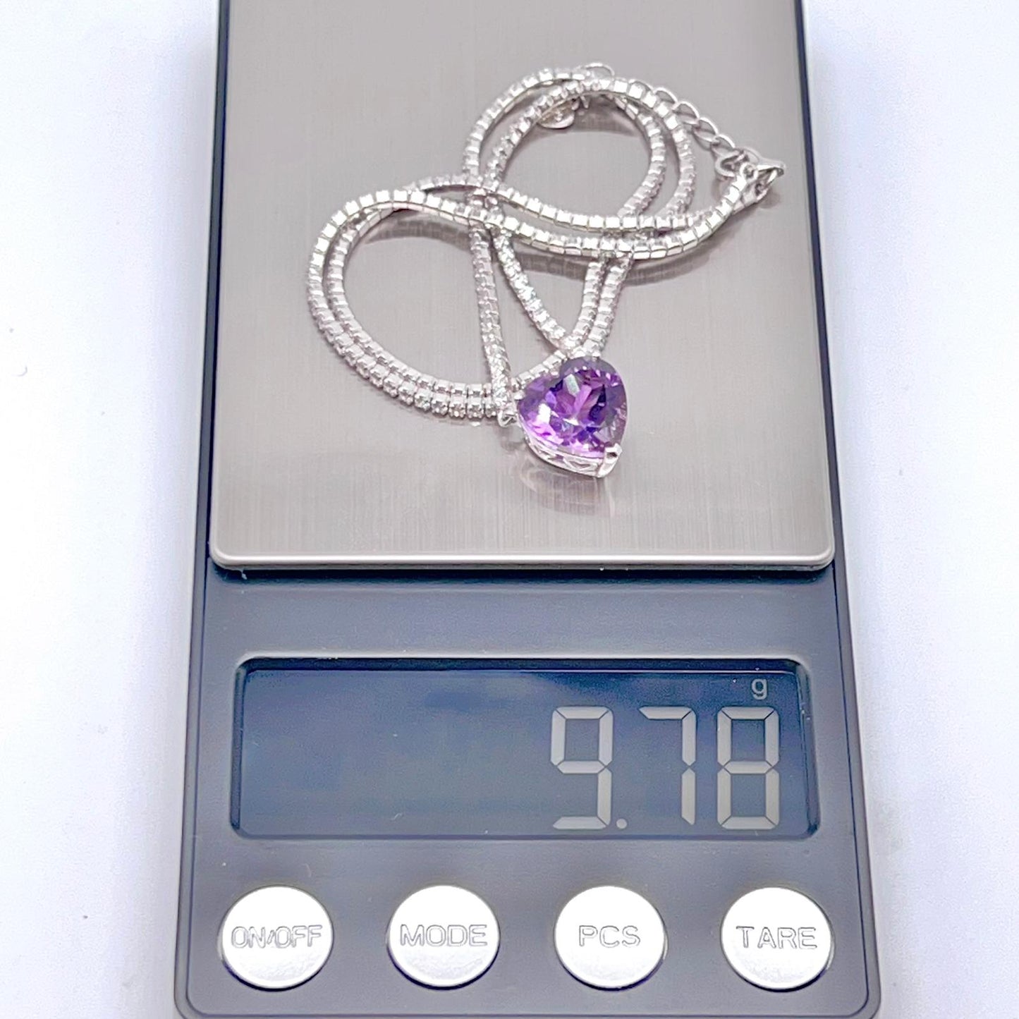 Luxury Heart-Cut Amethyst Pendant Necklace on Pave Tennis Chain