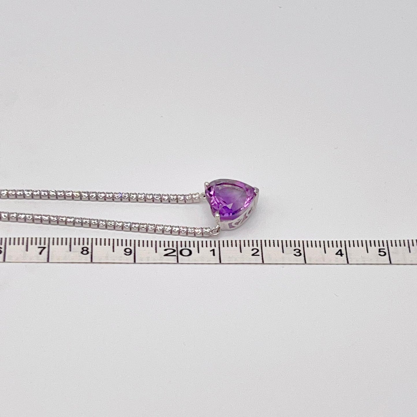 Luxury Heart-Cut Amethyst Pendant Necklace on Pave Tennis Chain